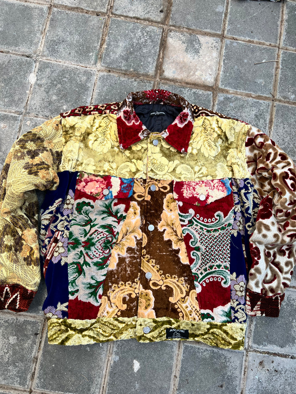 Moroccan hand made with unique patshwork design ,  carpet Jacket UNISEX