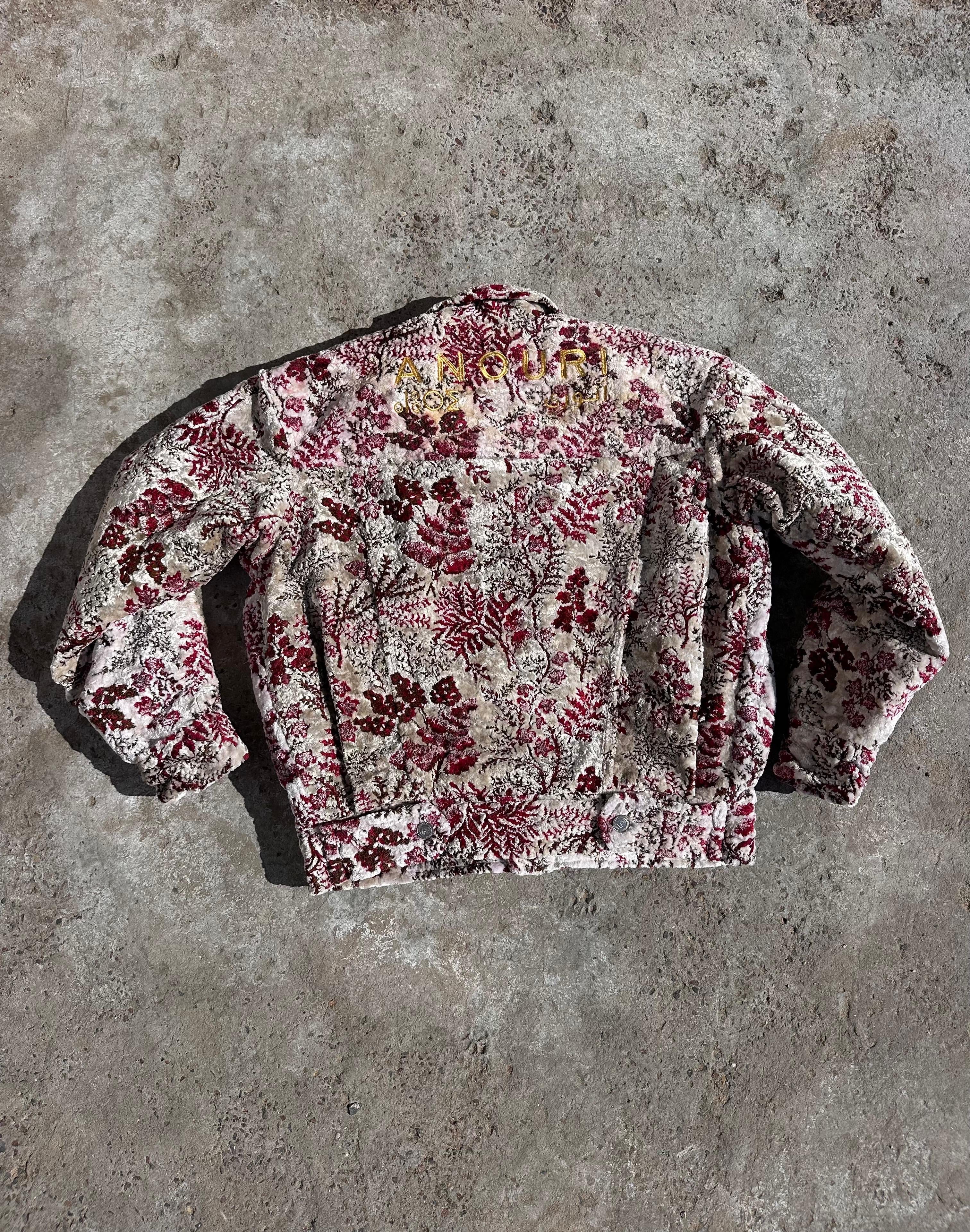 Moroccan hand made with unique white and red color,  carpet Jacket UNISEX