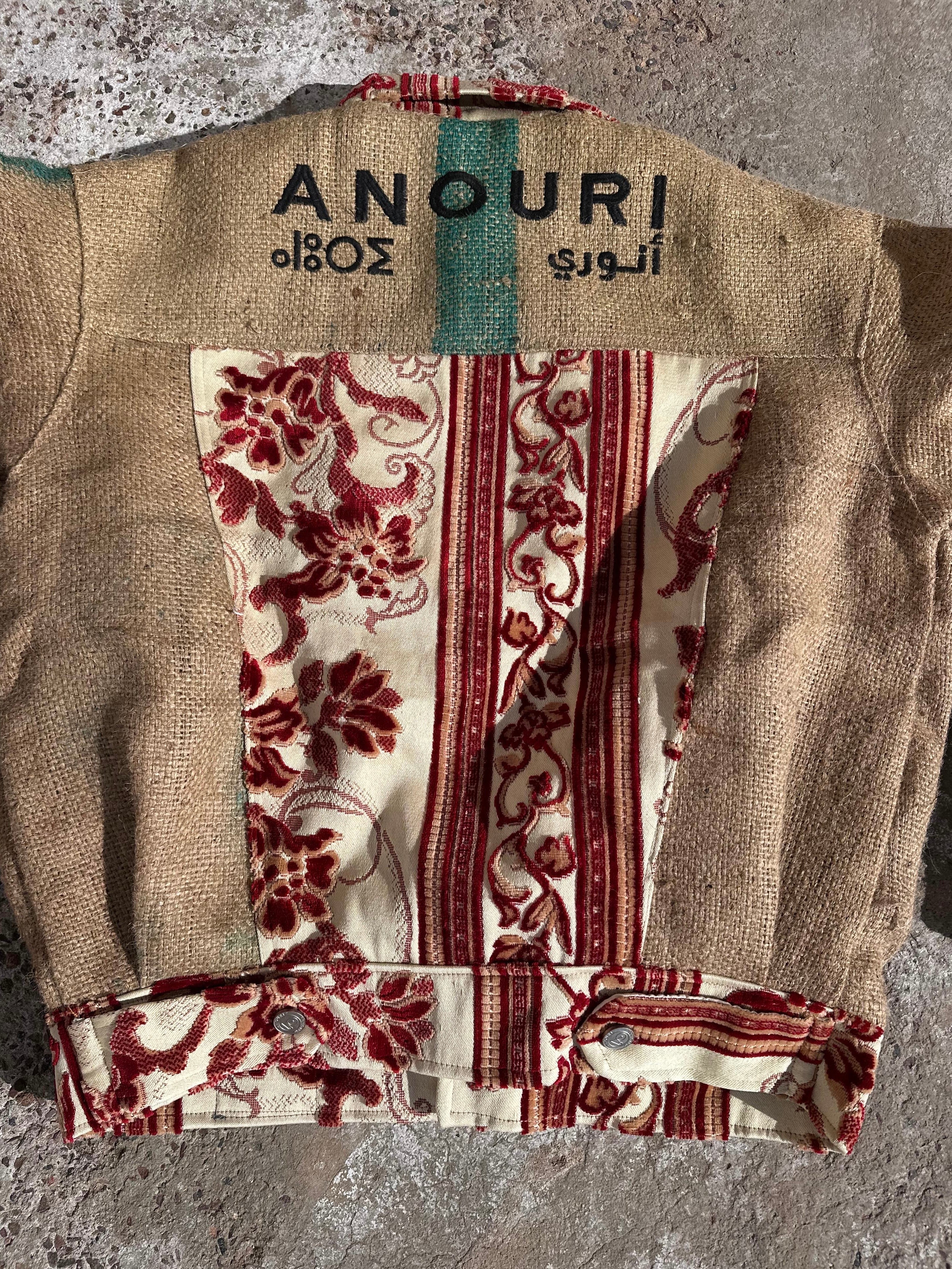 Moroccan hand made unique red Carpet and burlap set UNISEX