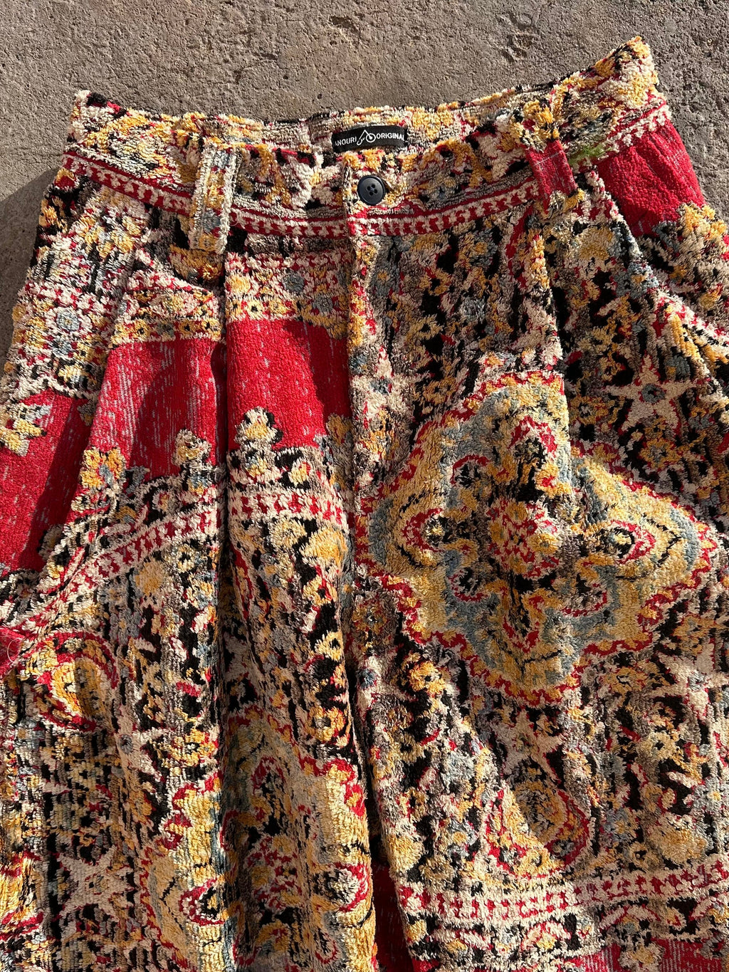 Anouris Original PANT with wide legs with two pockets  side unique red print “Carpet” UNISEX