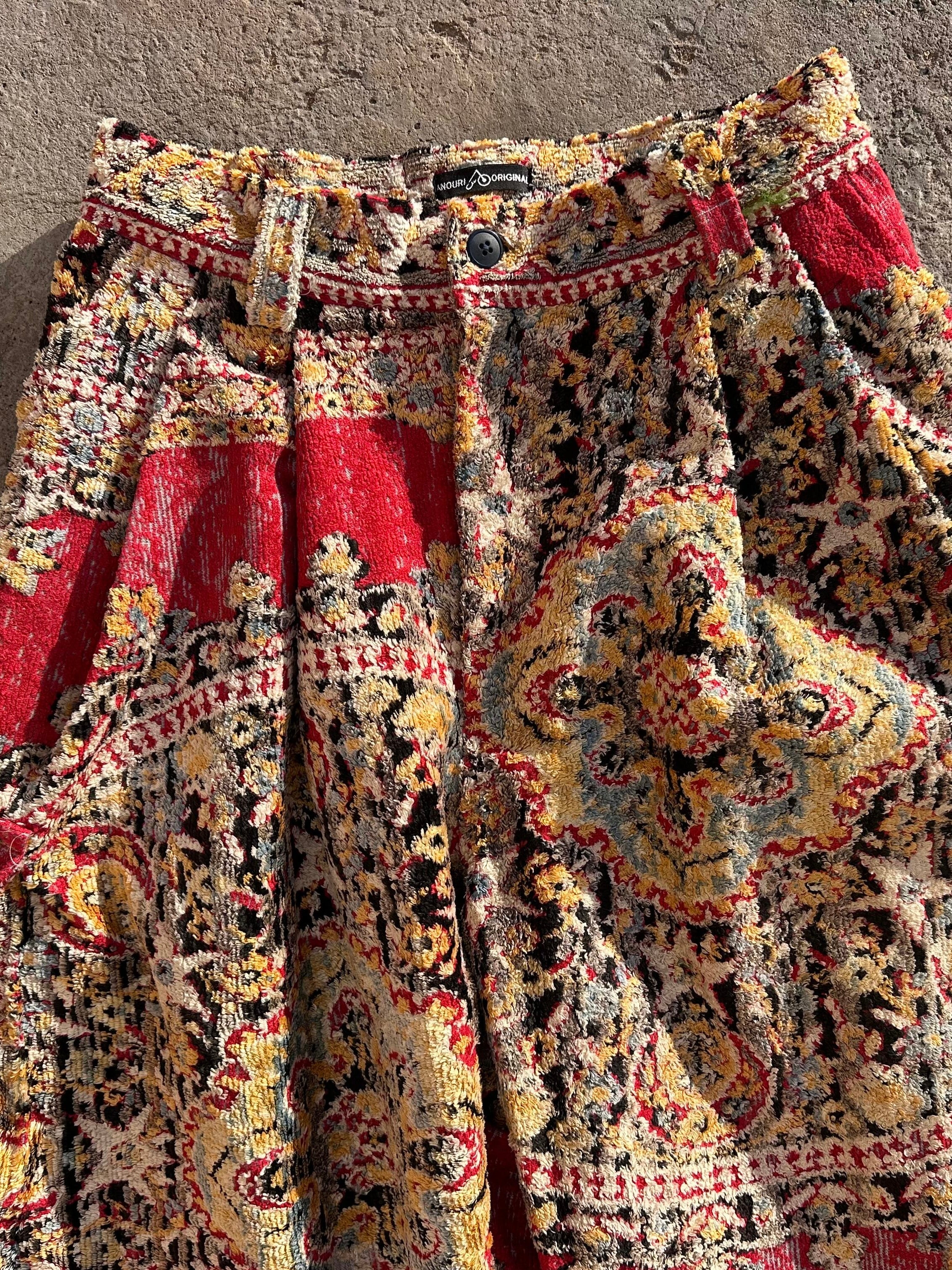 Anouris Original PANT with wide legs with two pockets  side unique red print “Carpet” UNISEX