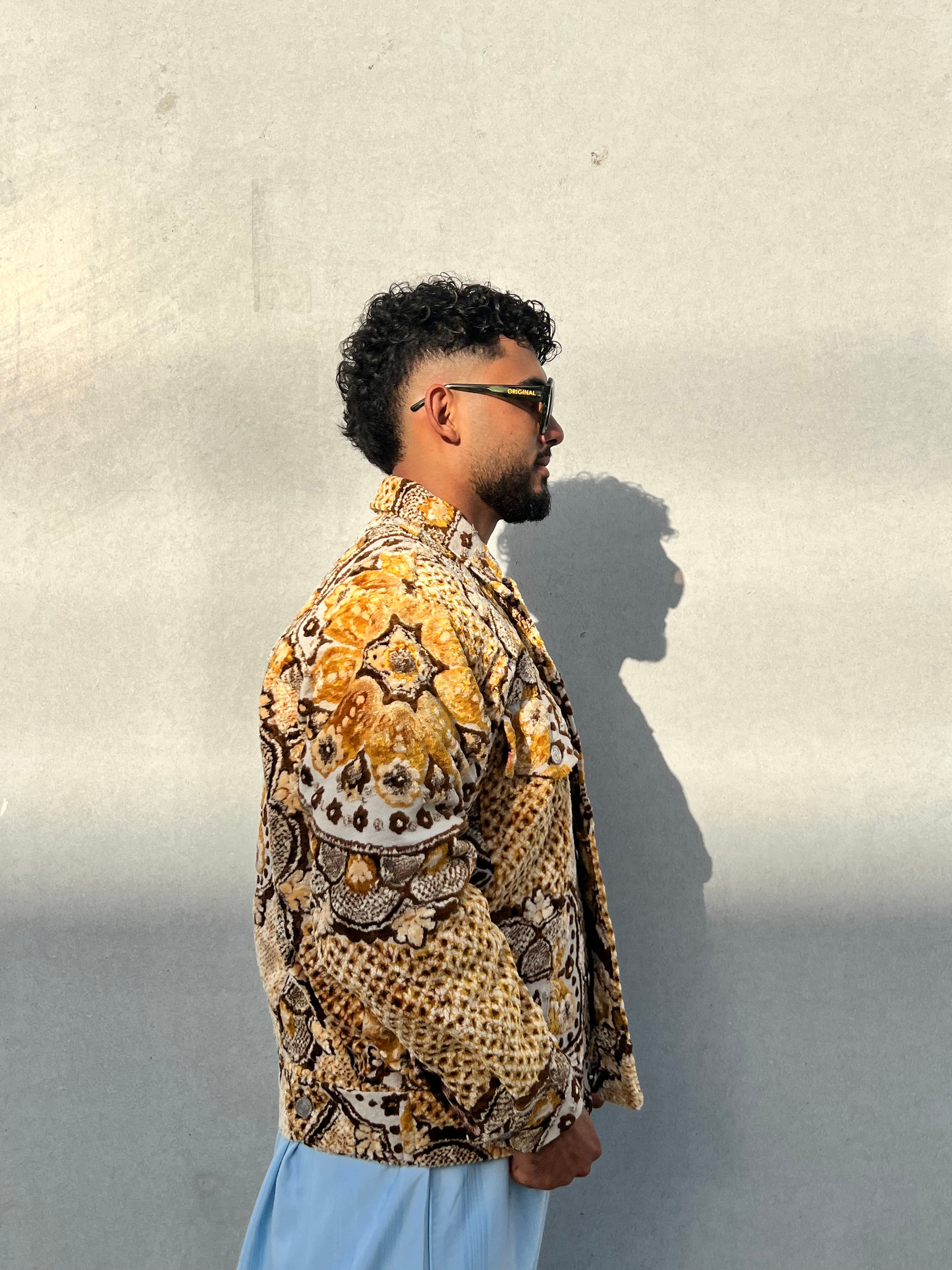 Moroccan hand made with unique yellow and brown color,  carpet Jacket UNISEX