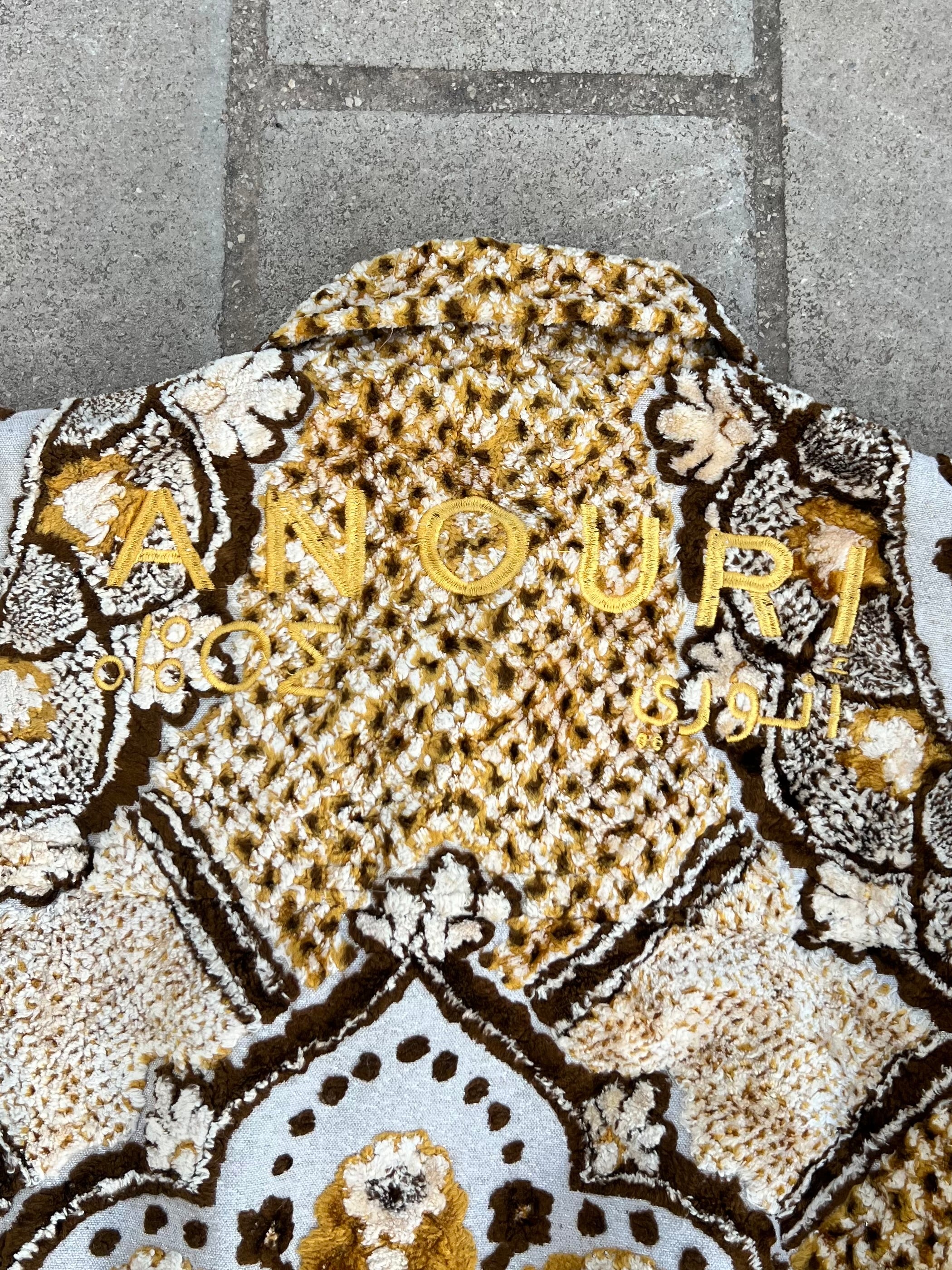 Moroccan hand made with unique yellow and brown color,  carpet Jacket UNISEX