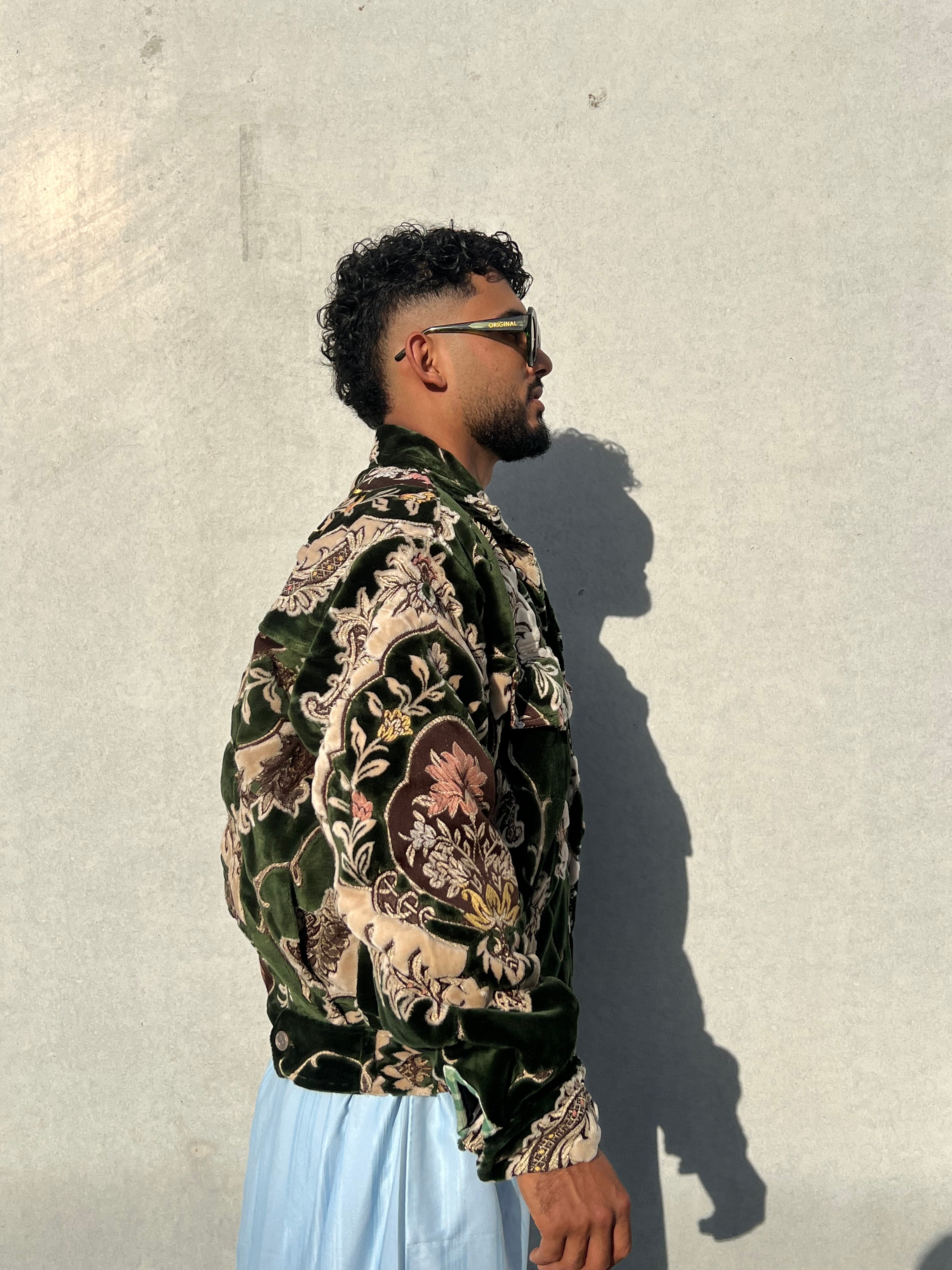 Moroccan hand made with unique green color,  carpet Jacket UNISEX