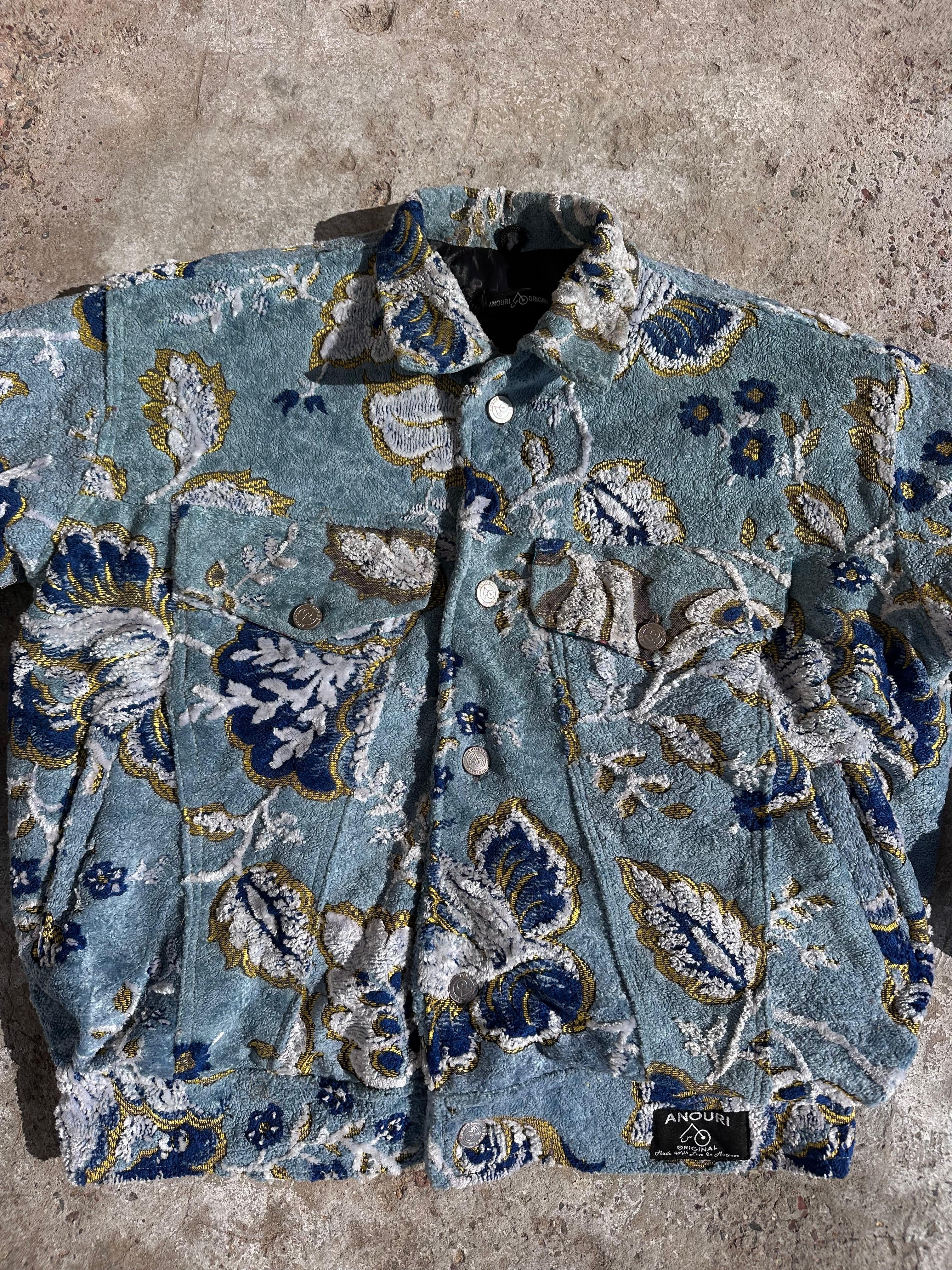 Moroccan hand made with unique light blue color,  carpet Jacket UNISEX