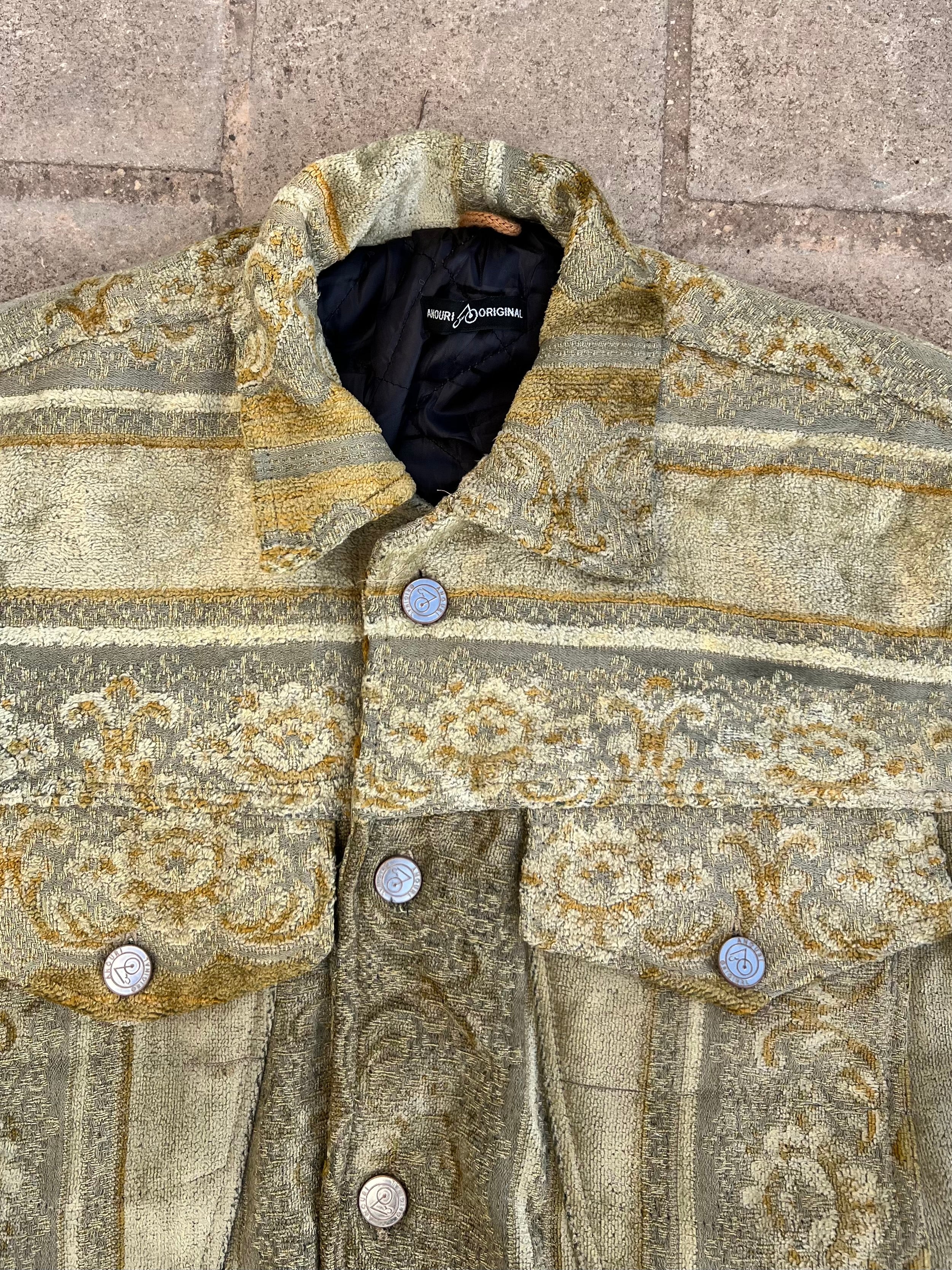 Moroccan hand made with unique light green and yellow color,  carpet Jacket UNISEX
