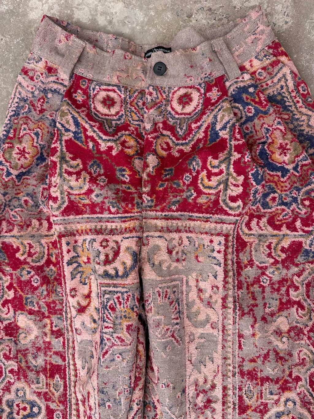 Anouris Original PANT with wide legs with two pockets  side unique red print “Carpet” UNISEX