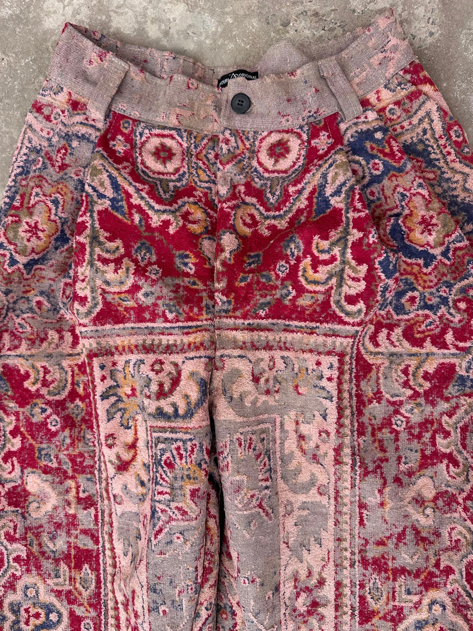 Anouris Original PANT with wide legs with two pockets  side unique red print “Carpet” UNISEX
