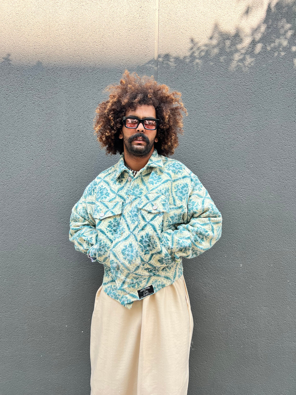 Moroccan hand made with unique light blue color,  carpet Jacket UNISEX