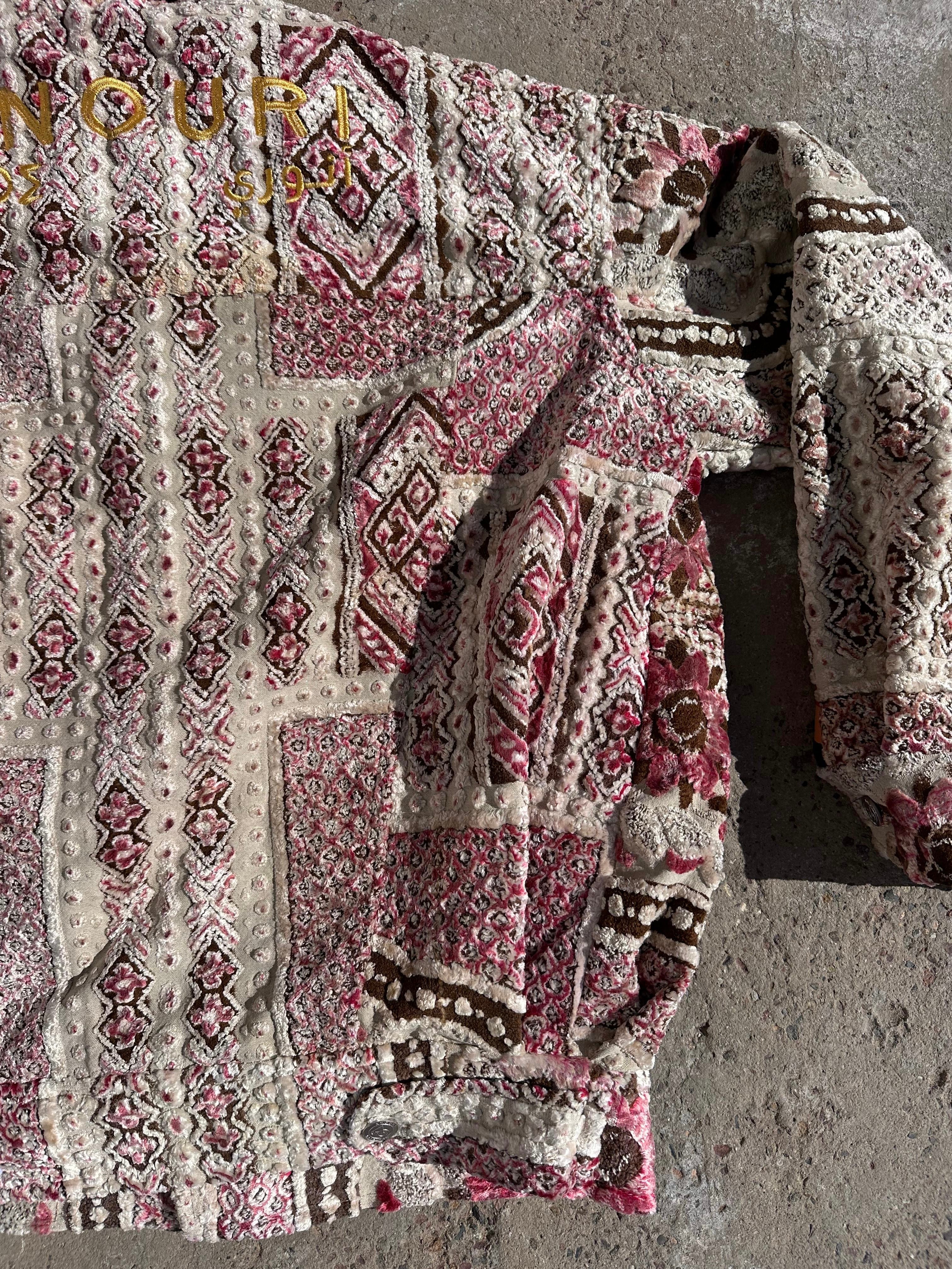 Moroccan hand made with unique light red color,  carpet Jacket UNISEX