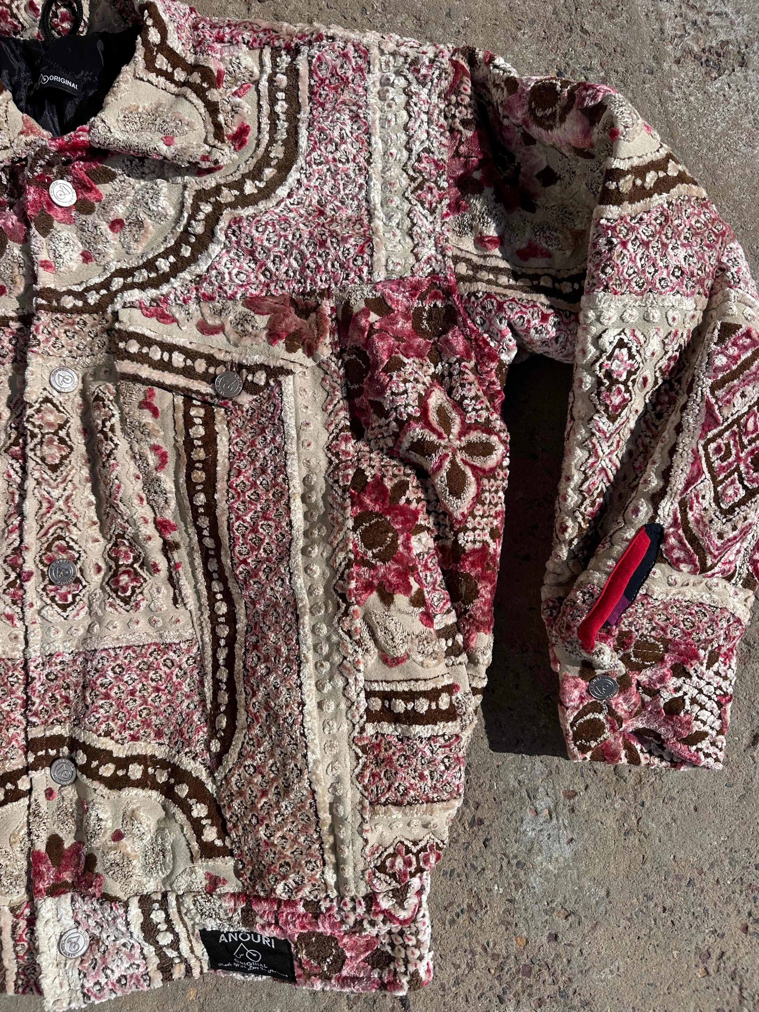 Moroccan hand made with unique light red color,  carpet Jacket UNISEX