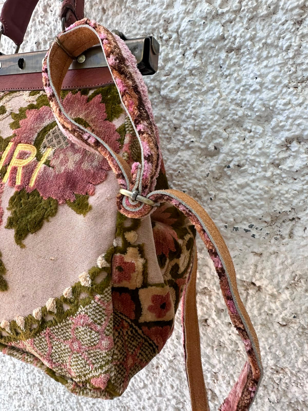 Anouri Original Emerald Heritage Frame pink & green colour Carpet Bag