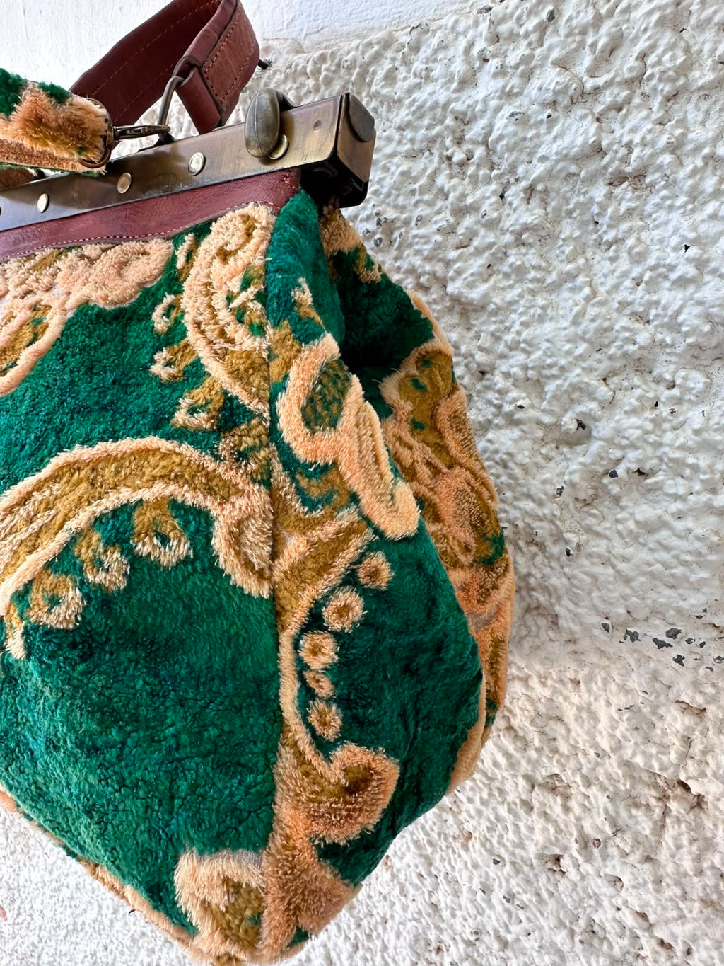 Anouri Original Emerald Heritage Frame green & yellow  colour Carpet Bag