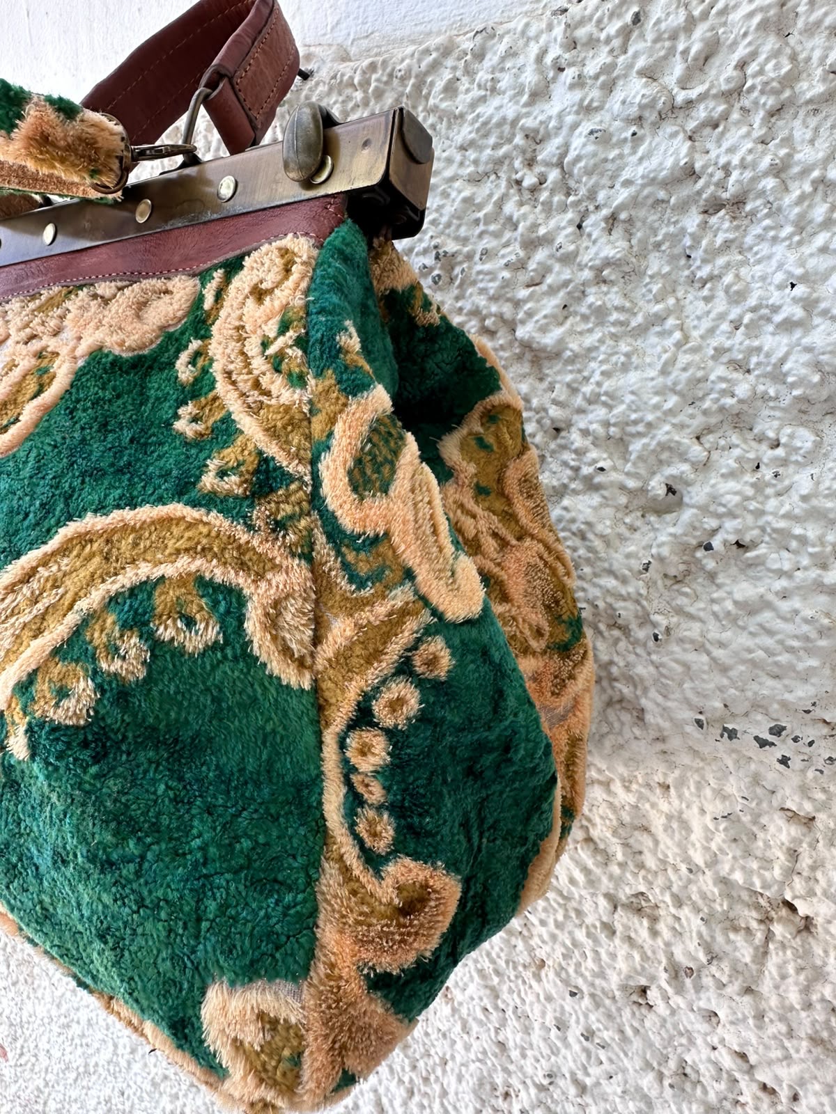 Anouri Original Emerald Heritage Frame green & yellow  colour Carpet Bag
