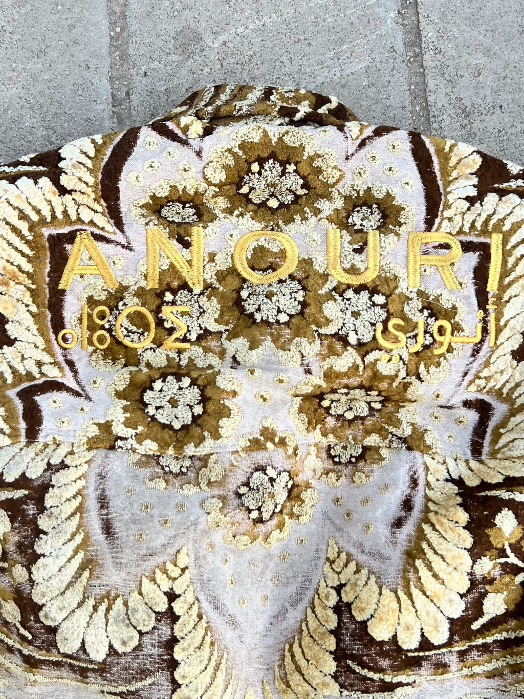 Moroccan hand made with unique yellow and brown color,  carpet Jacket UNISEX