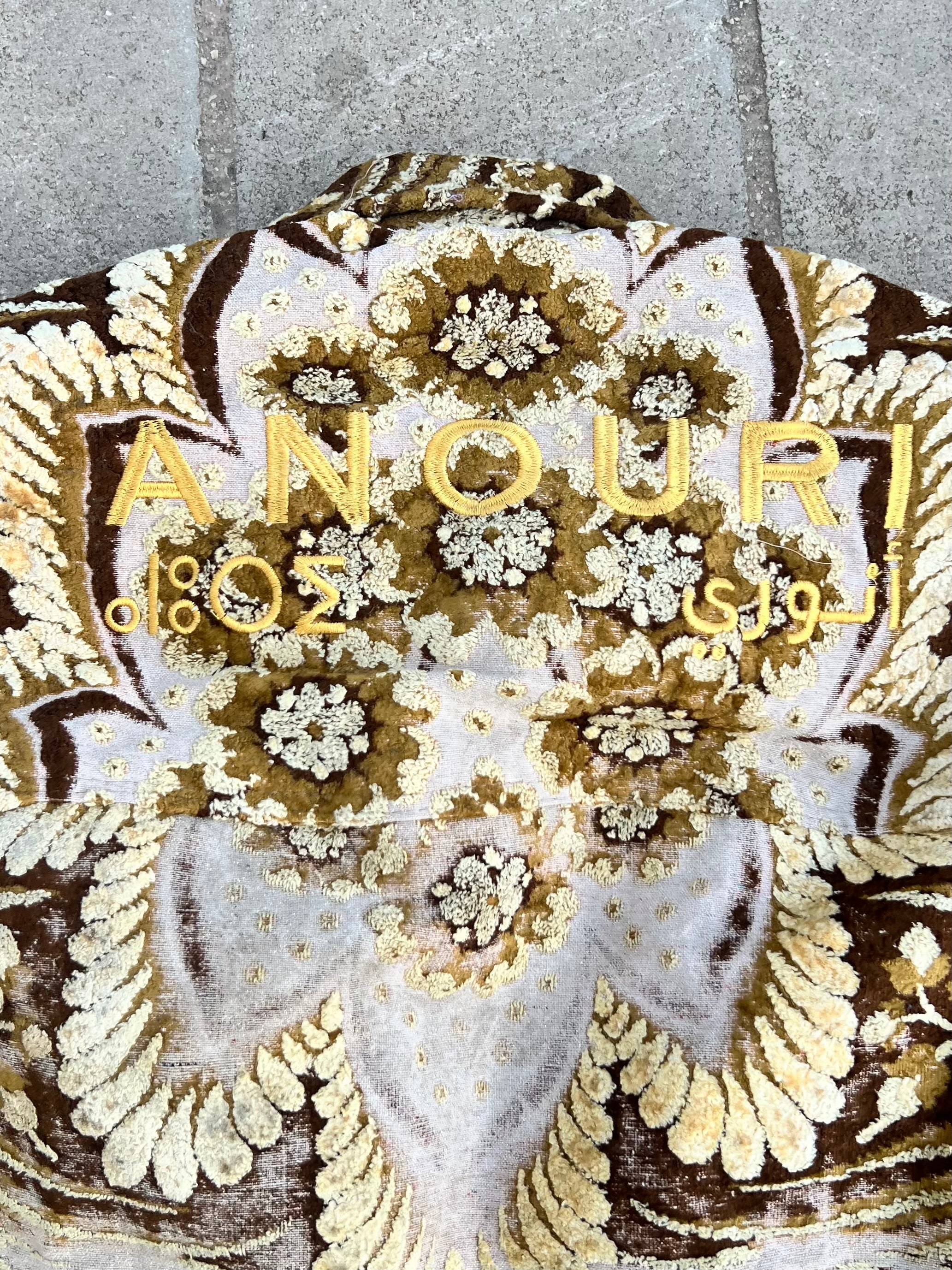 Moroccan hand made with unique yellow and brown color,  carpet Jacket UNISEX