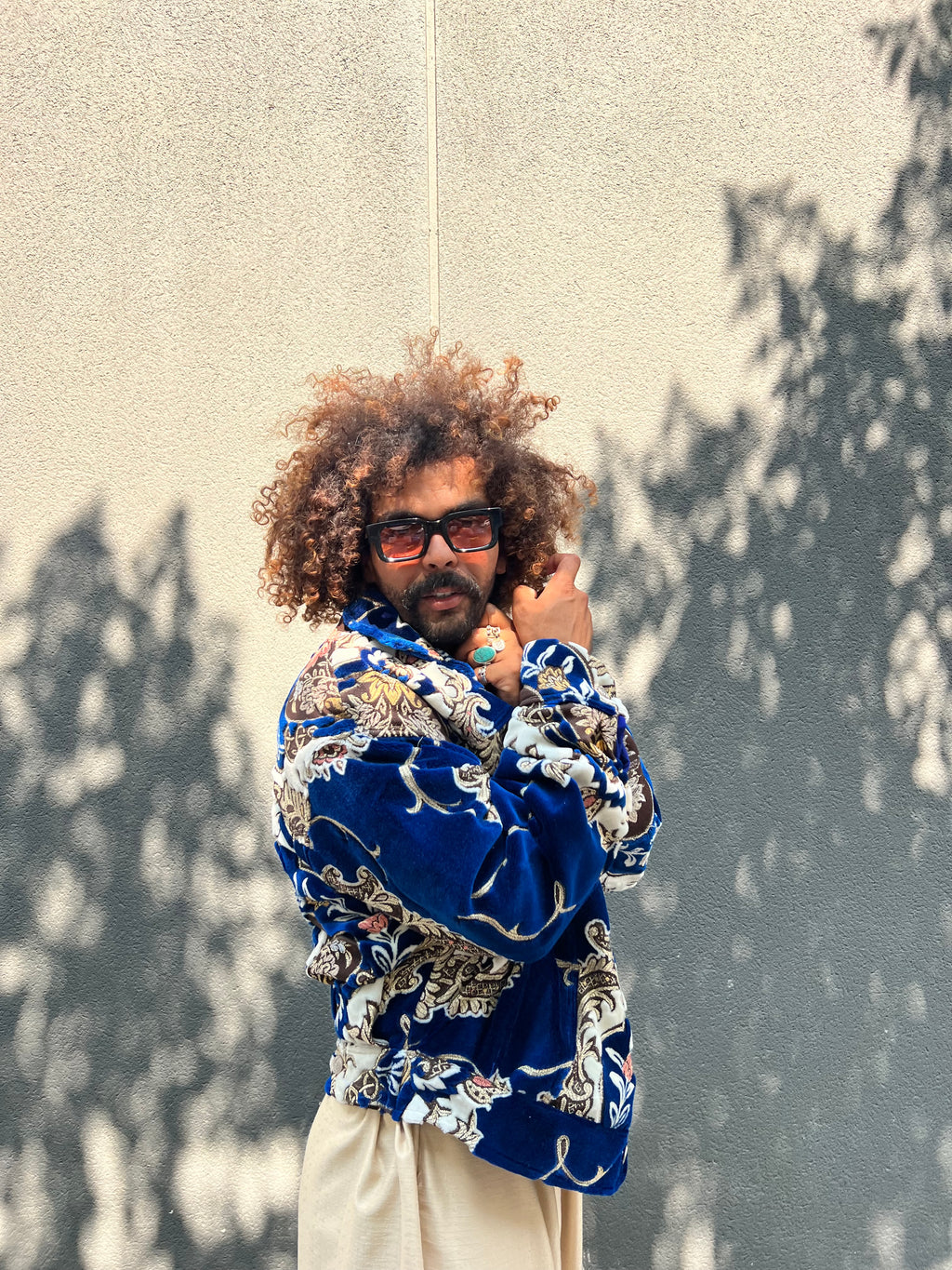Moroccan hand made with unique design Blue color ,  carpet Jacket UNISEX