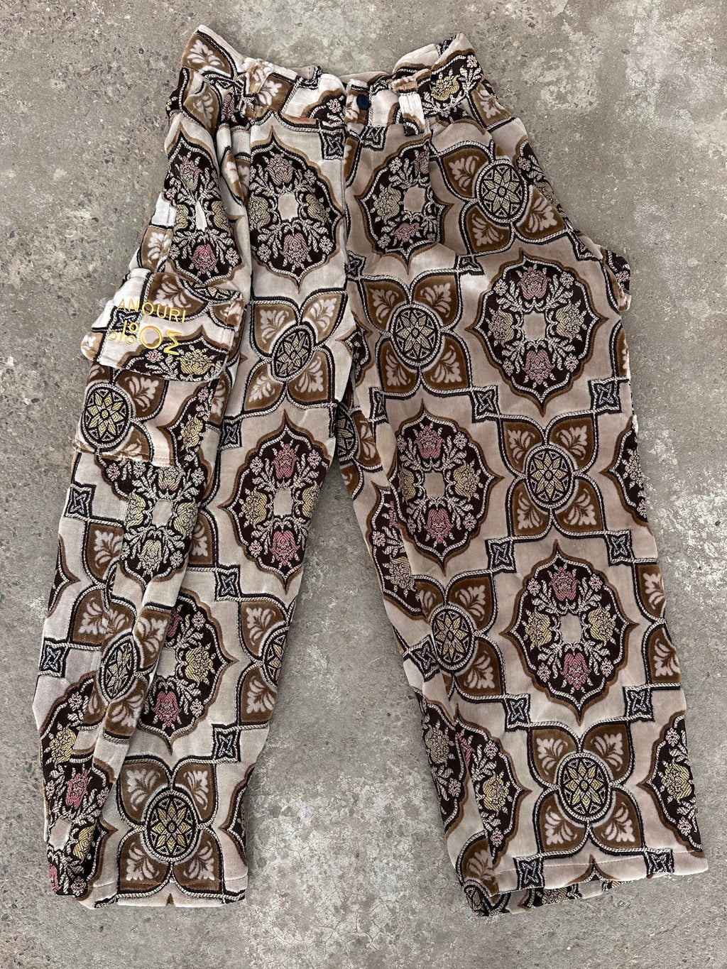 Anouris Original PANT with wide legs with two pockets  side brown print “Carpet” UNISEX