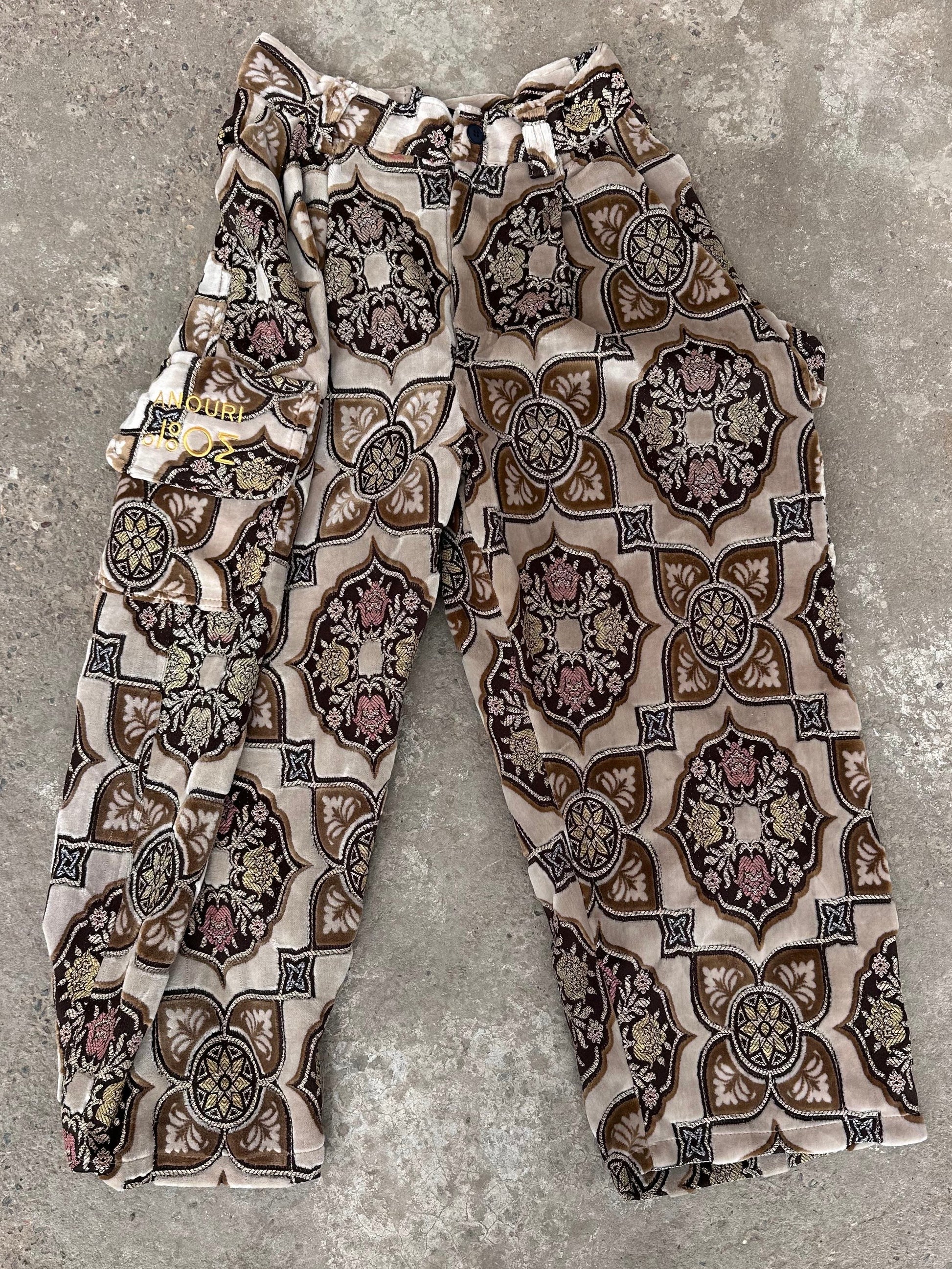 Anouris Original PANT with wide legs with two pockets  side brown print “Carpet” UNISEX