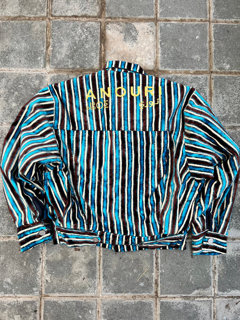 Moroccan hand made with unique brown and blue color,  carpet Jacket UNISEX