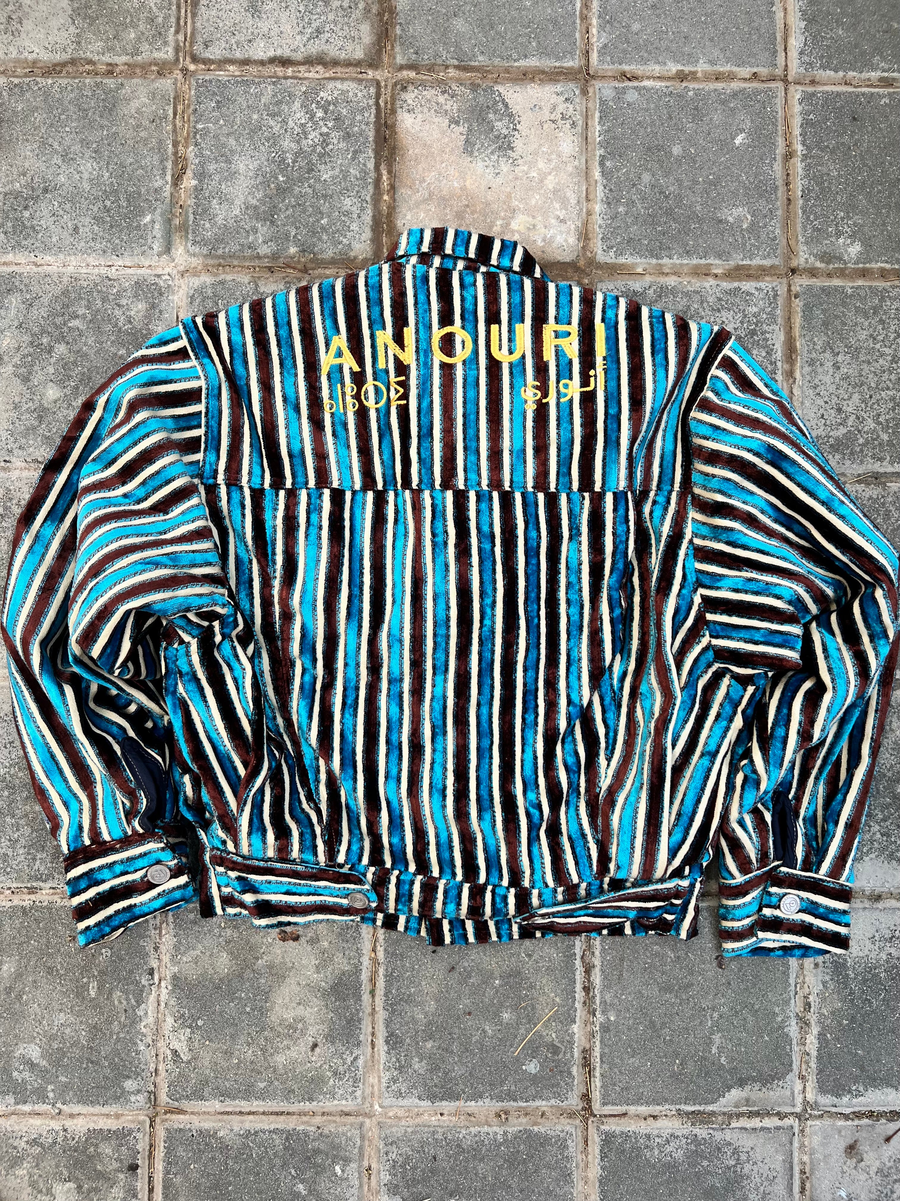 Moroccan hand made with unique brown and blue color,  carpet Jacket UNISEX