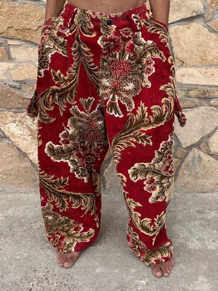 Anouris Original PANT with wide legs with two pockets  side red print “Carpet” UNISEX