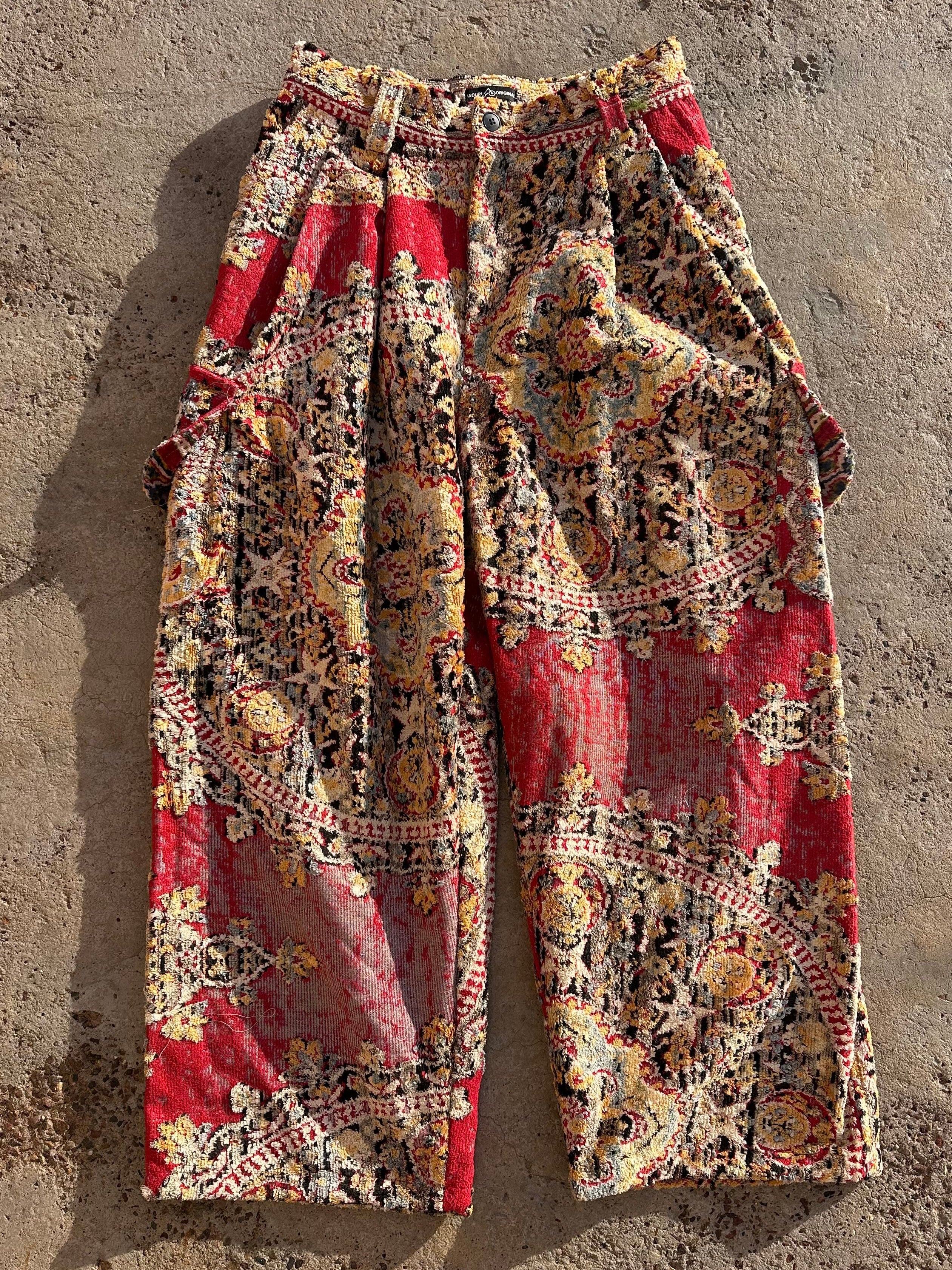 Anouris Original PANT with wide legs with two pockets  side unique red print “Carpet” UNISEX