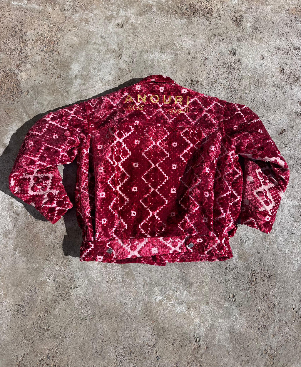 Moroccan hand made with unique unique red color,  carpet Jacket UNISEX