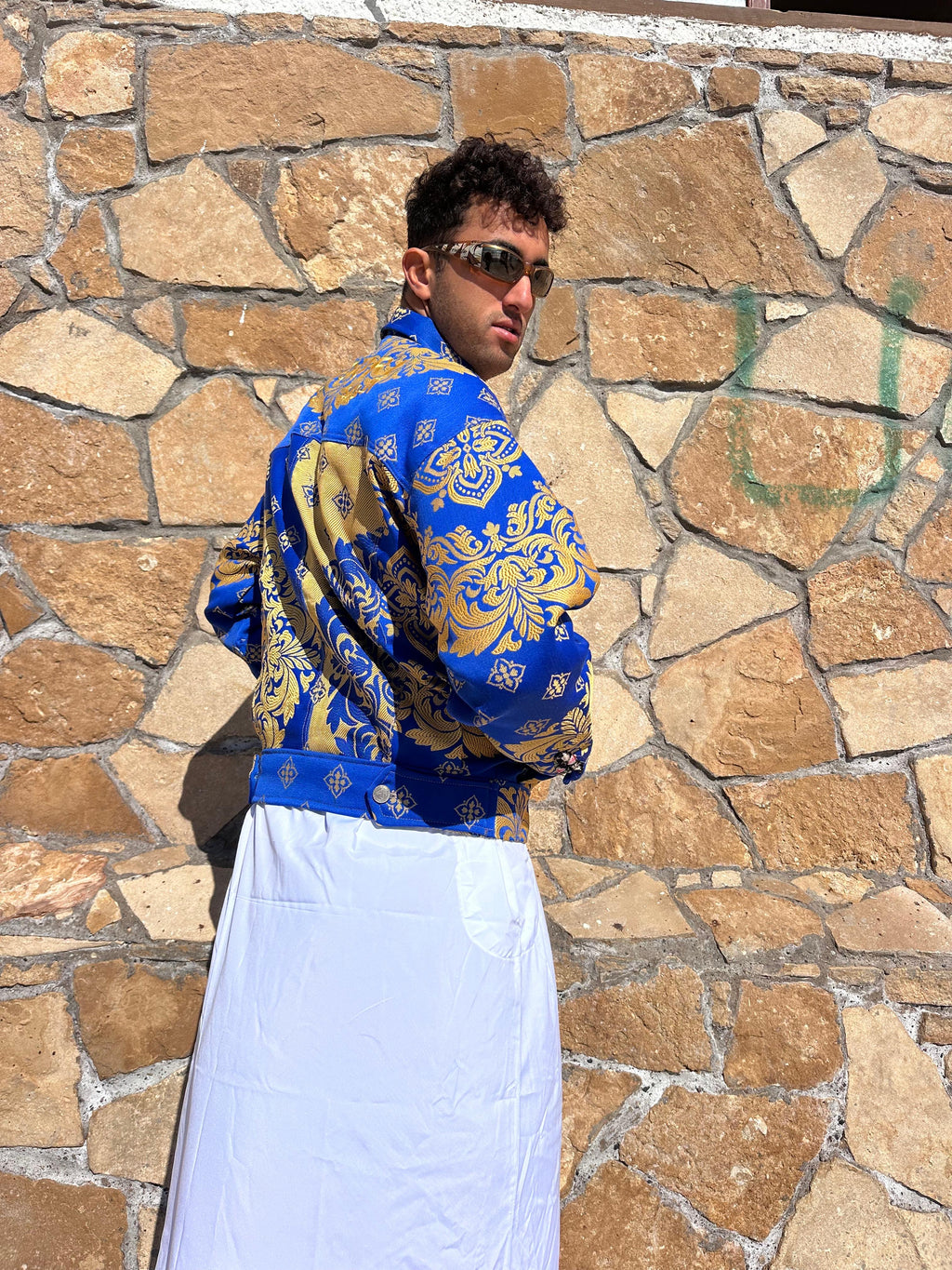 Moroccan hand made with unique blue color,  carpet Jacket UNISEX