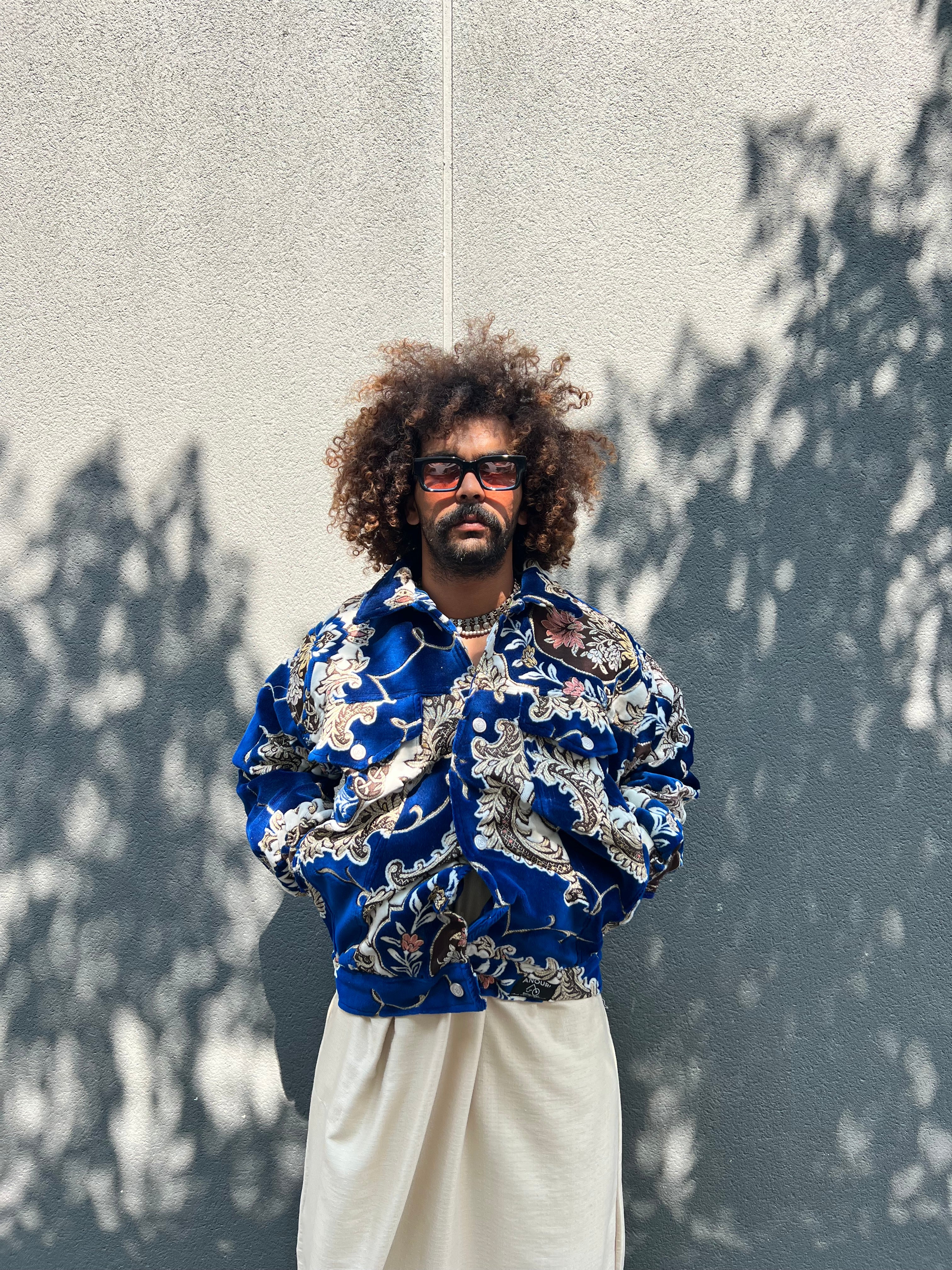 Moroccan hand made with unique design Blue color ,  carpet Jacket UNISEX