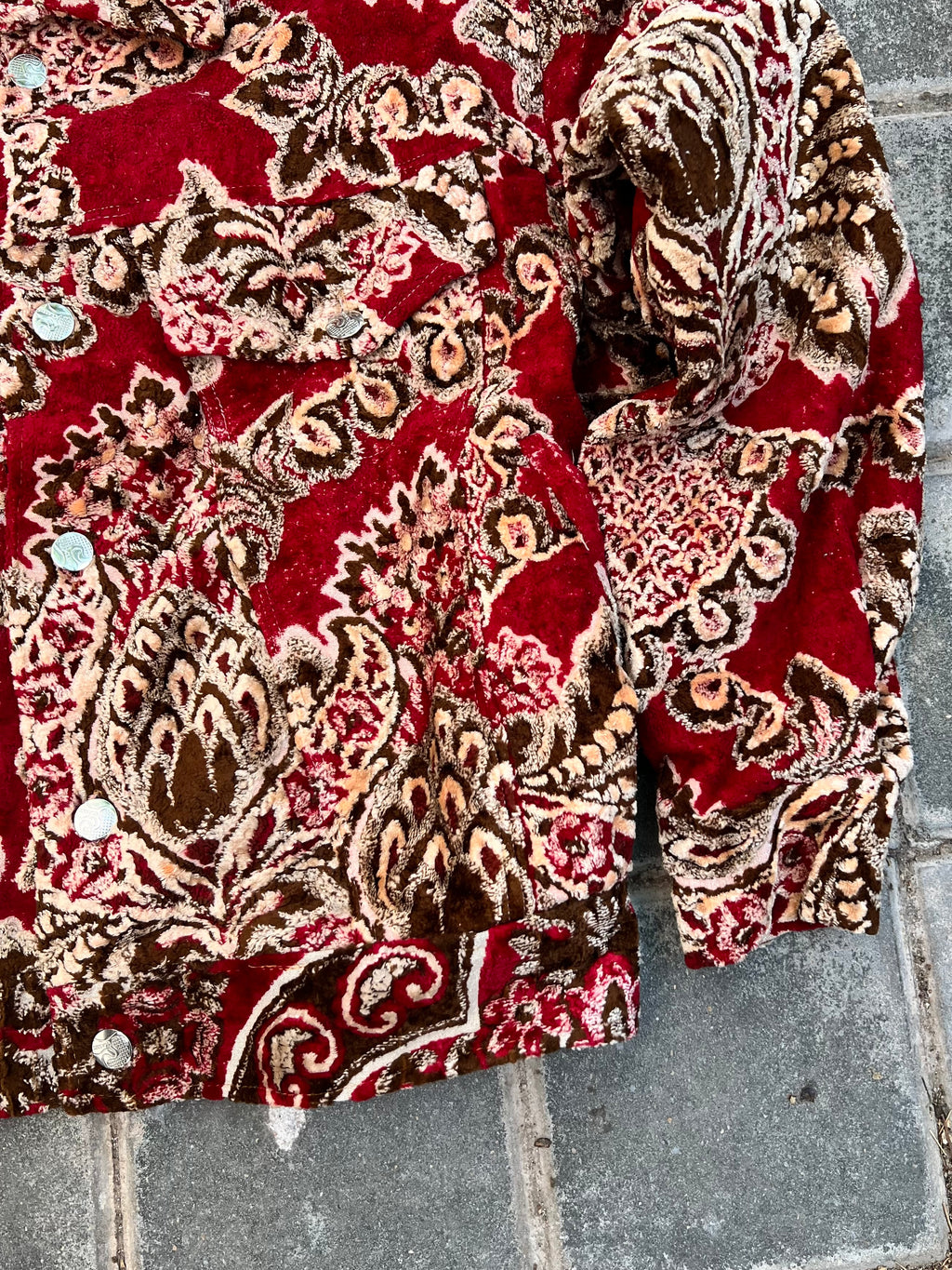Moroccan hand made with unique brown and red color,  carpet Jacket UNISEX