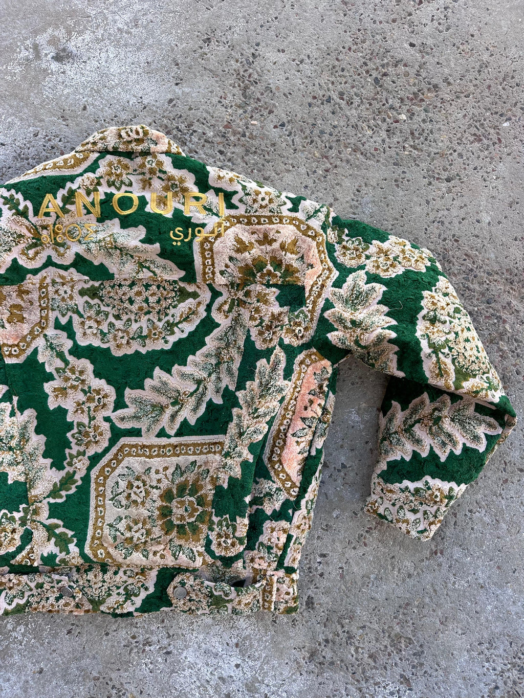 Moroccan hand made with unique yellow and green  design carpet Jacket UNISEX