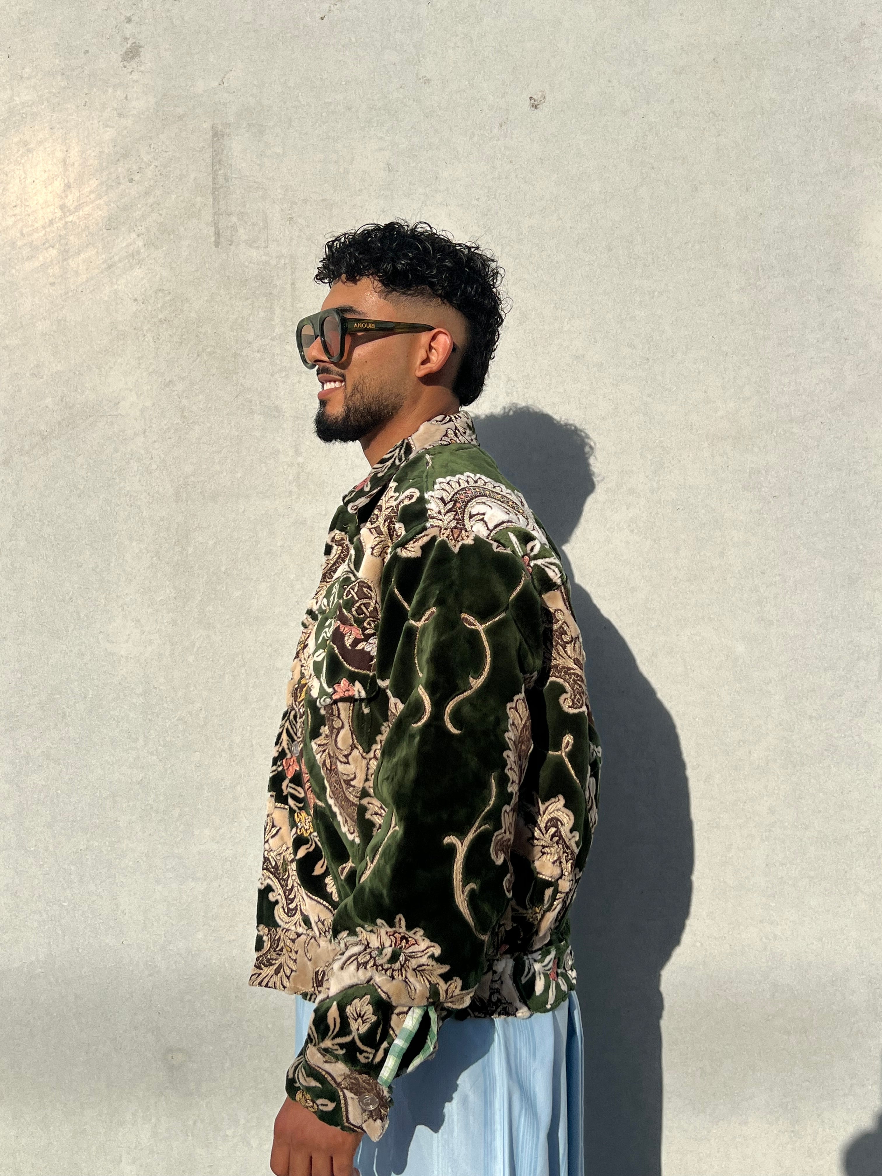 Moroccan hand made with unique green color,  carpet Jacket UNISEX