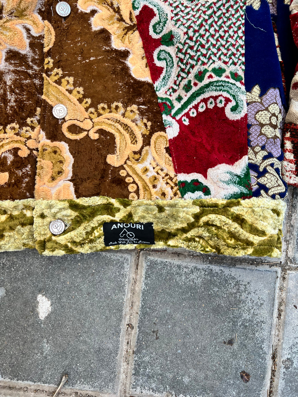 Moroccan hand made with unique patshwork design ,  carpet Jacket UNISEX
