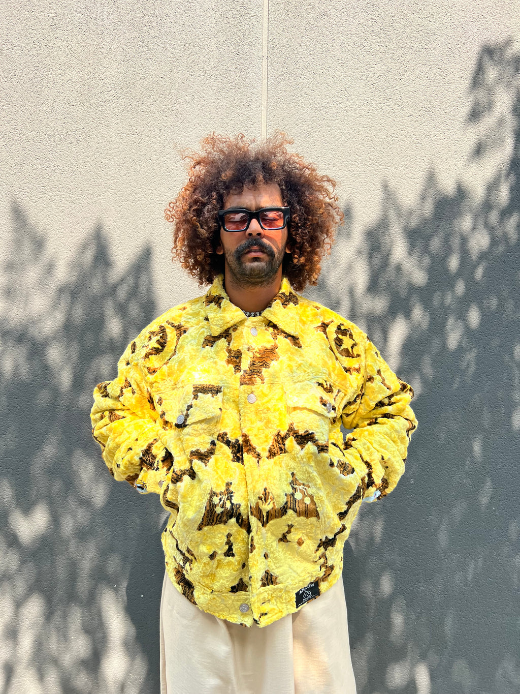 Moroccan hand made with unique yellow color ,  carpet Jacket UNISEX