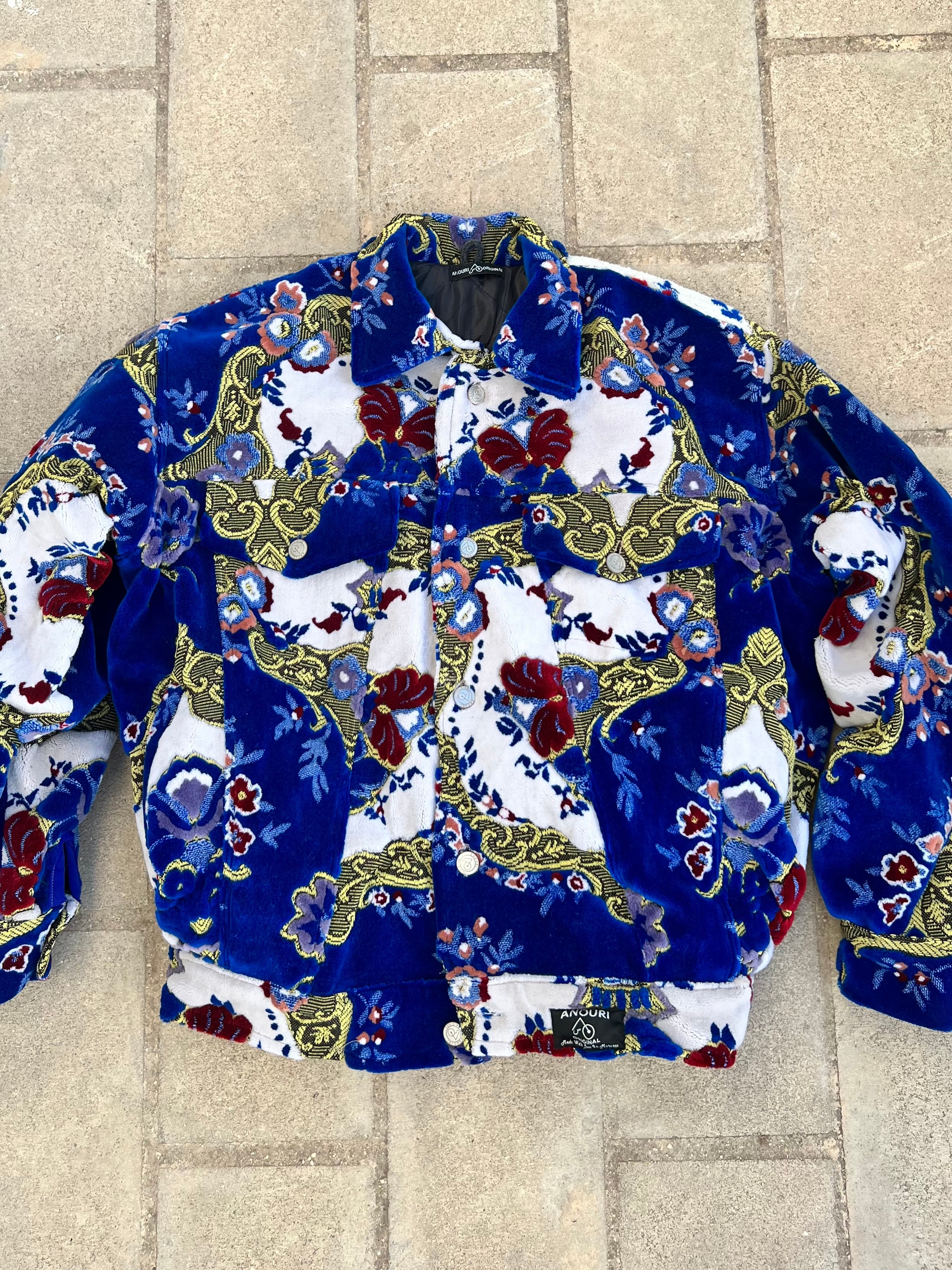Moroccan hand made with unique design blue color ,  carpet Jacket UNISEX