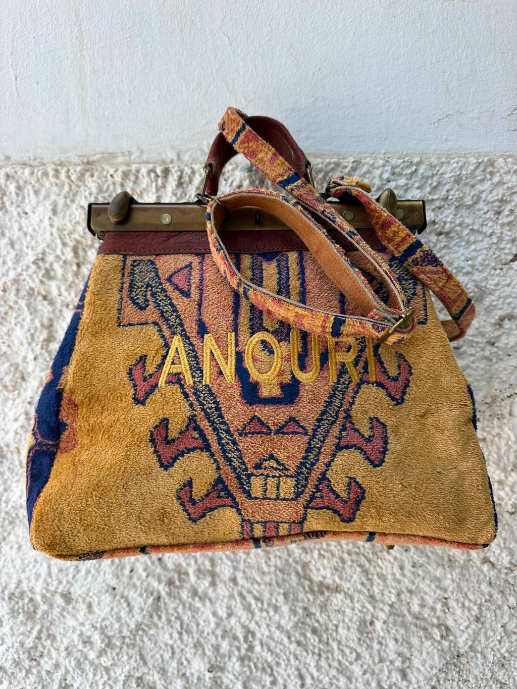 Anouri Original Emerald Heritage Frame yellow colour Carpet Bag