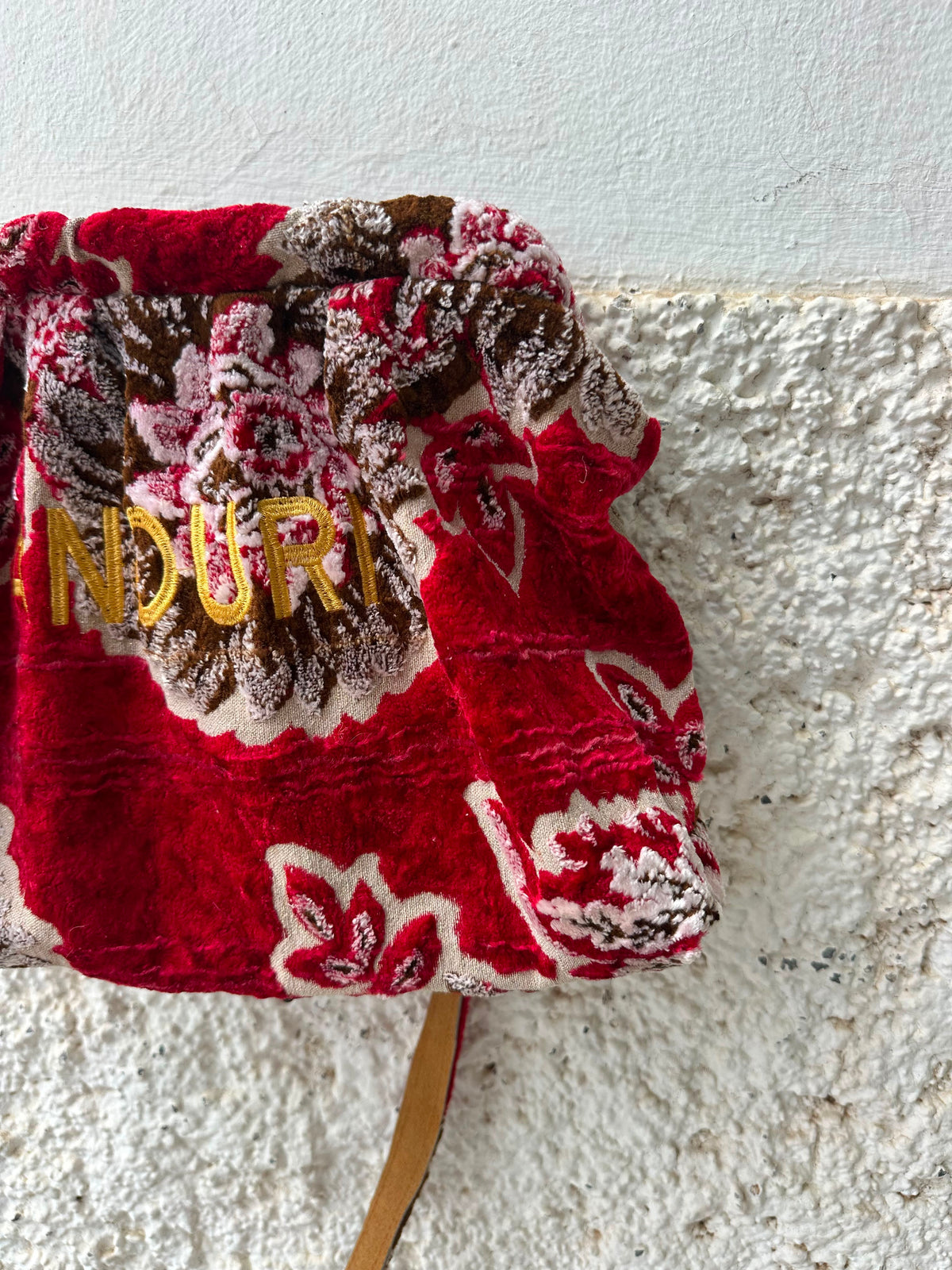 Anouri Original Royal red Floral Carpet Wrist Bag