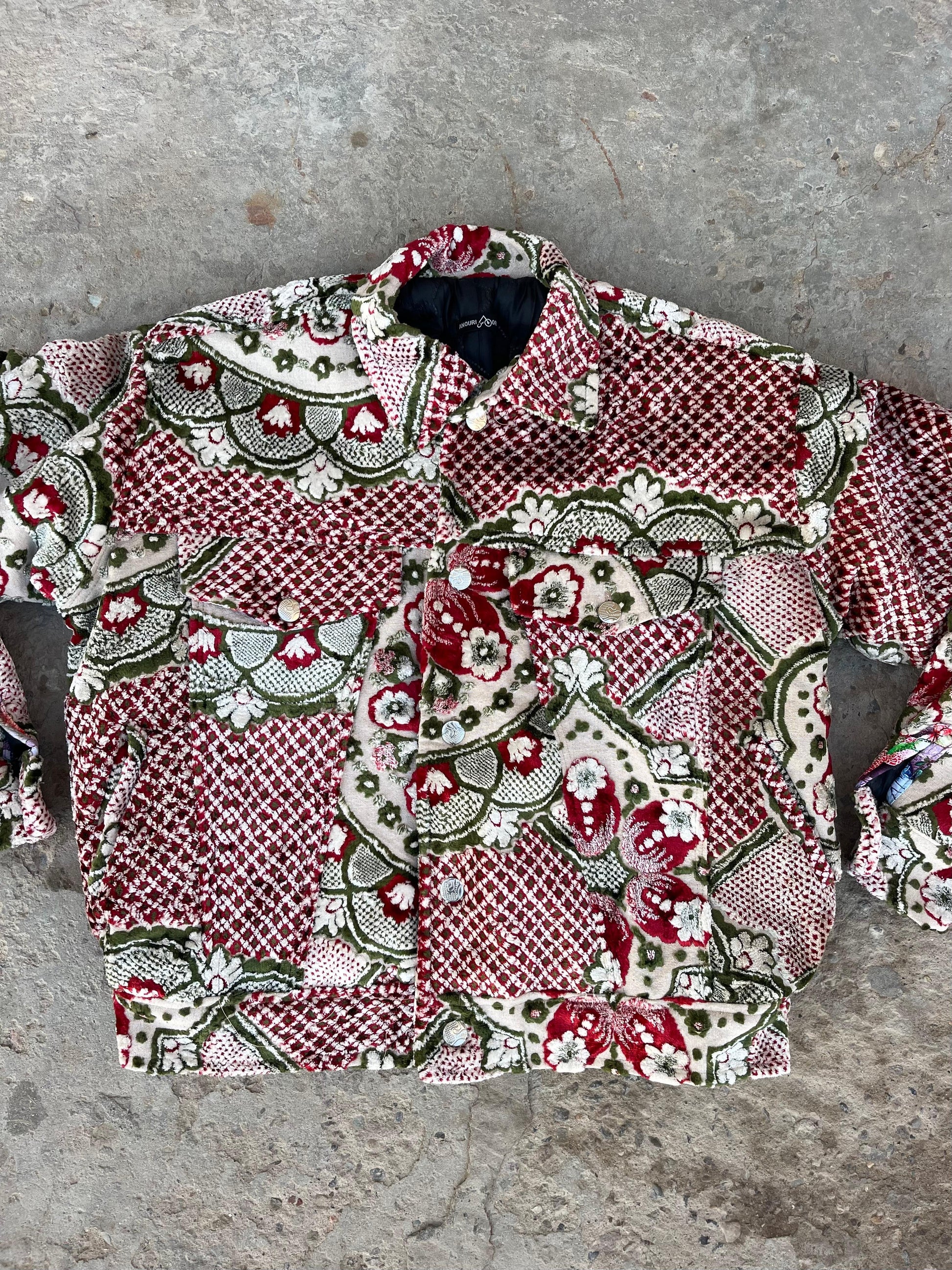 Moroccan hand made with unique Red&green  design carpet Jacket UNISEX