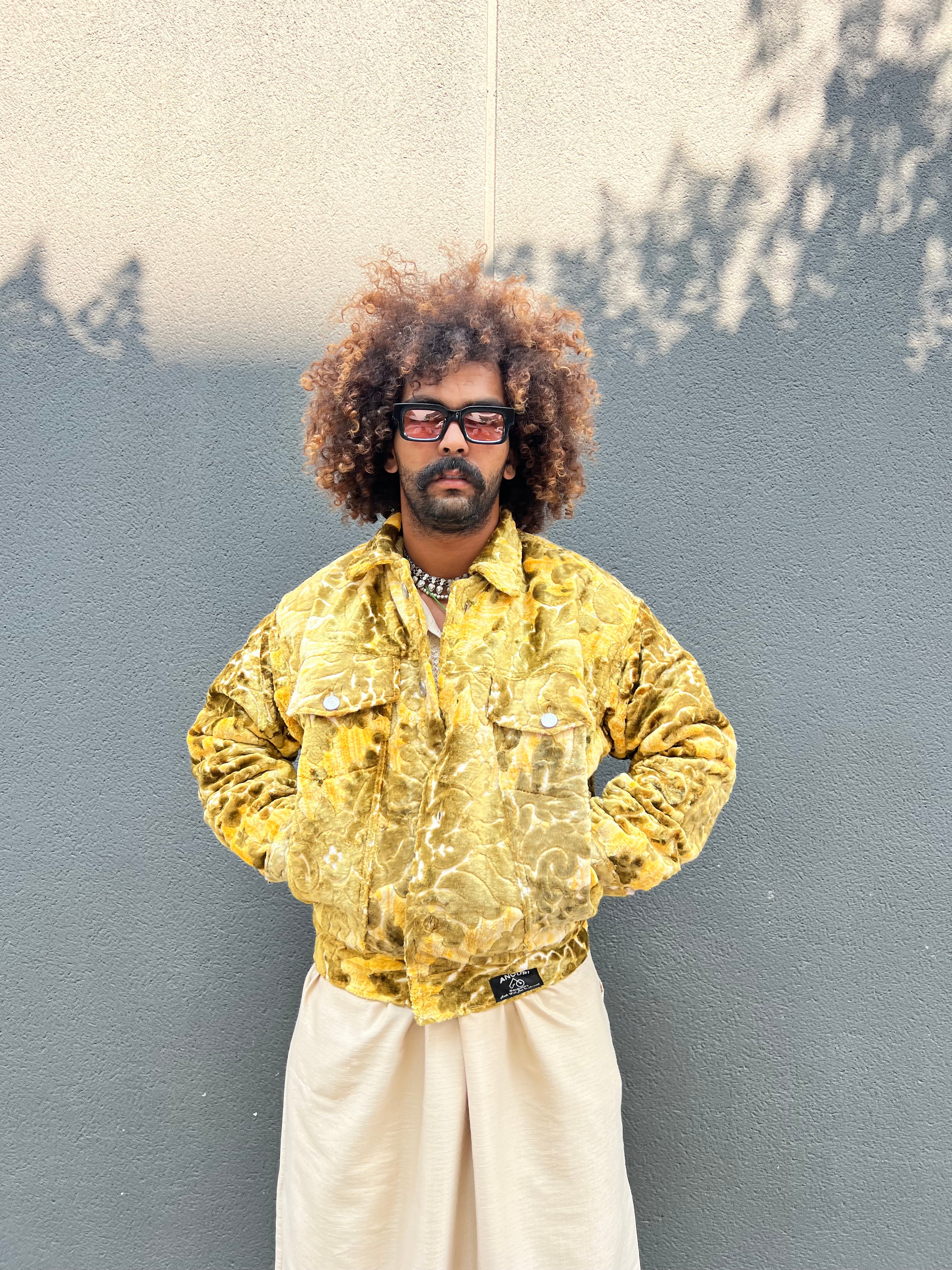 Moroccan hand made with unique light green with yellow color,  carpet Jacket UNISEX