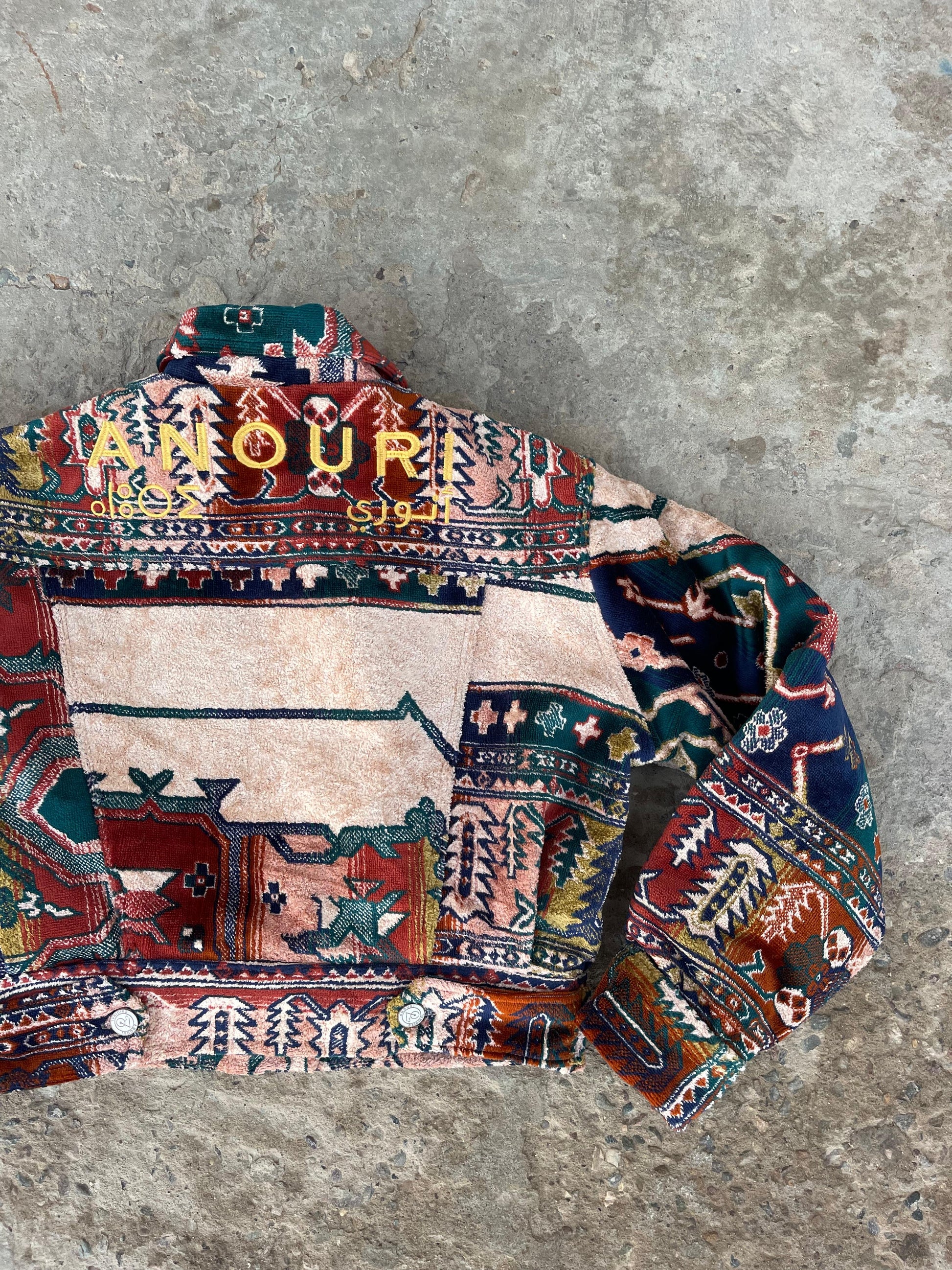 Moroccan hand made colorful and unique designs short carpet Jacket for female