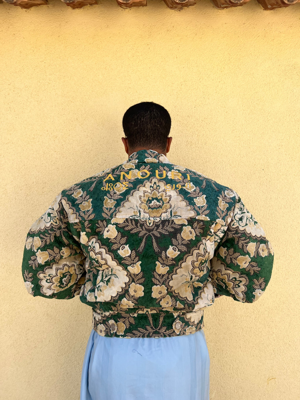 Moroccan hand made with unique white and green color,  carpet Jacket UNISEX