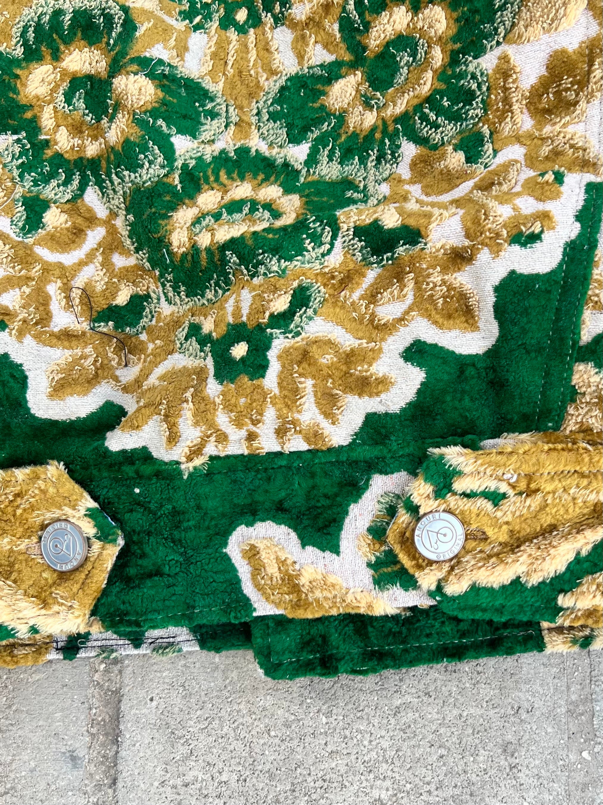 Moroccan hand made with unique yellow and green color,  carpet Jacket UNISEX