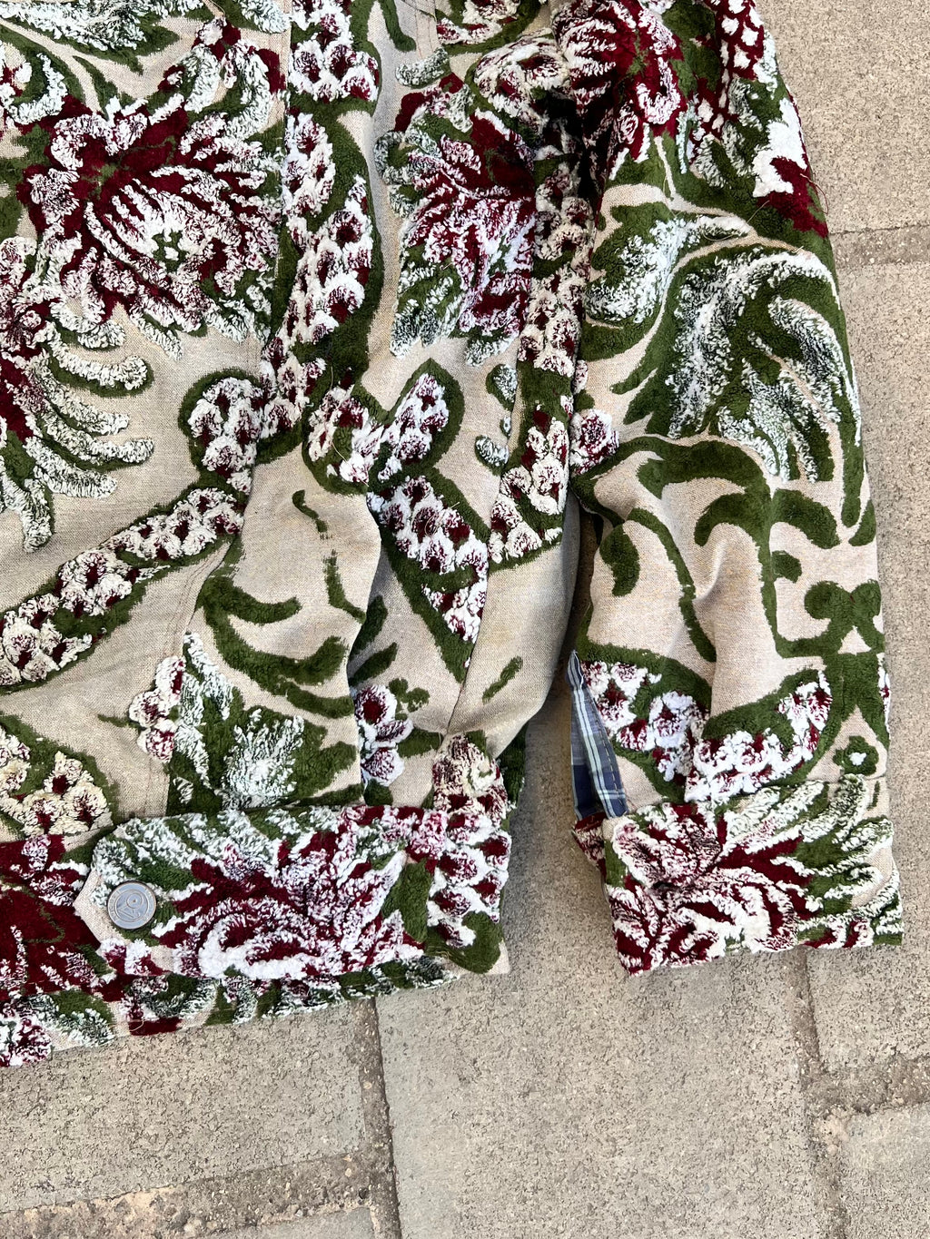 Moroccan hand made with unique green and red color,  carpet Jacket UNISEX