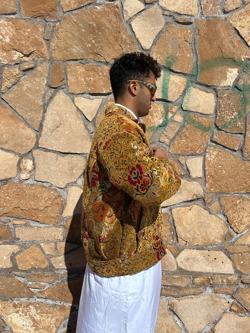Moroccan hand made with unique orange color,  carpet Jacket UNISEX