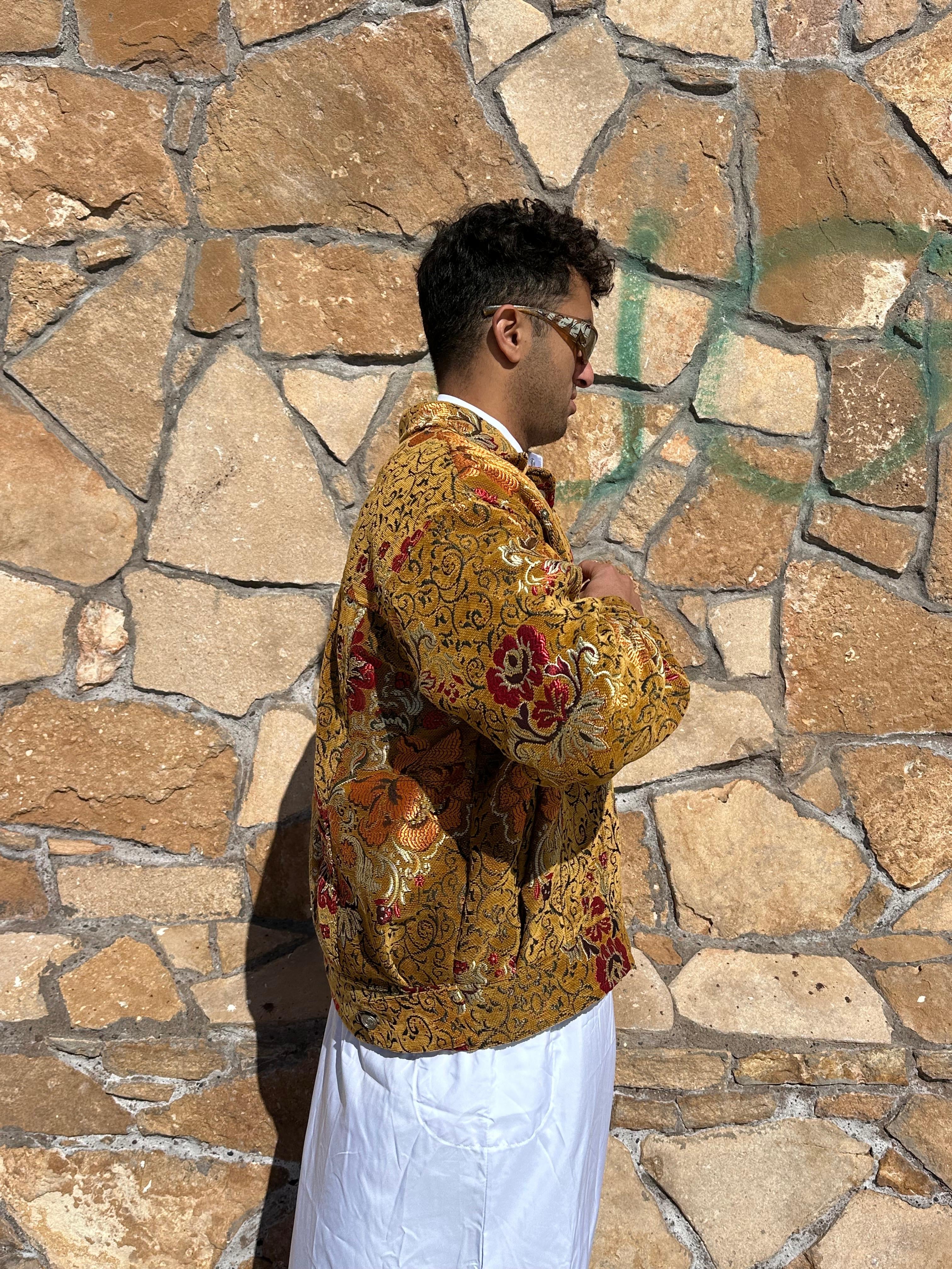 Moroccan hand made with unique orange color,  carpet Jacket UNISEX