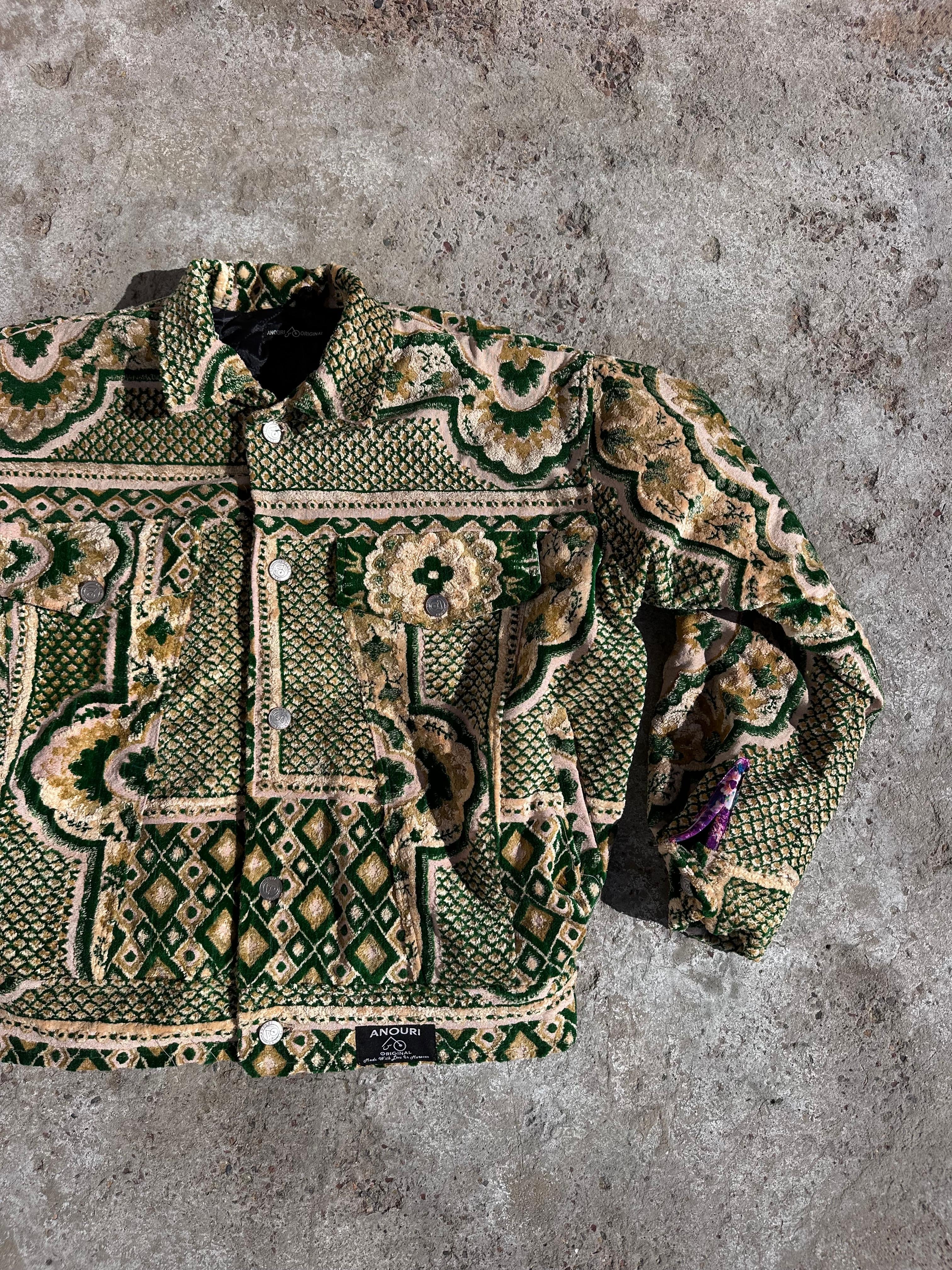 Moroccan hand made with unique yellow and green color,  carpet Jacket UNISEX