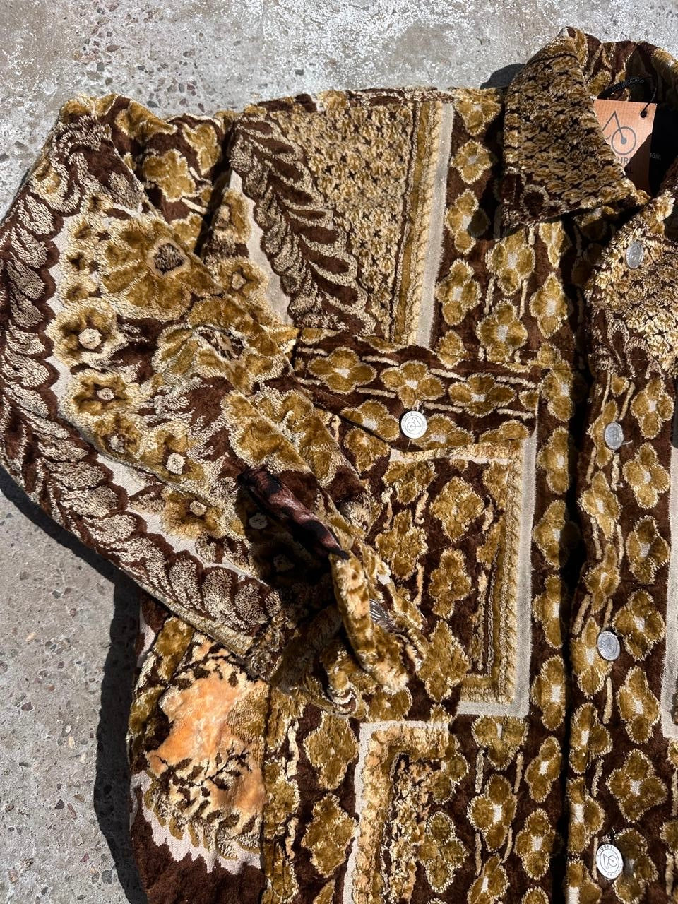 Moroccan hand made with unique brown and yellow color,  carpet Jacket UNISEX