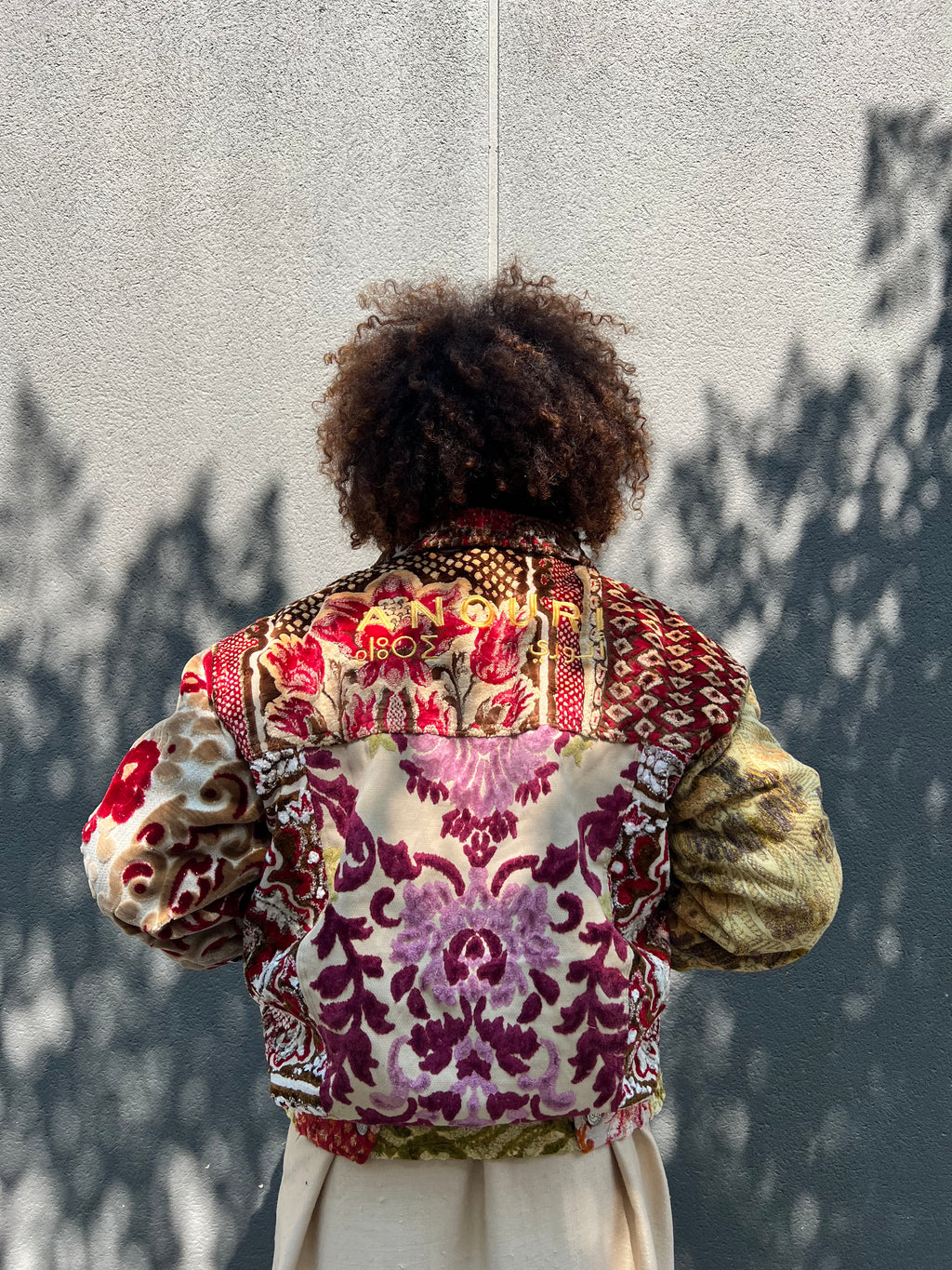 Moroccan hand made with unique patshwork design ,  carpet Jacket UNISEX
