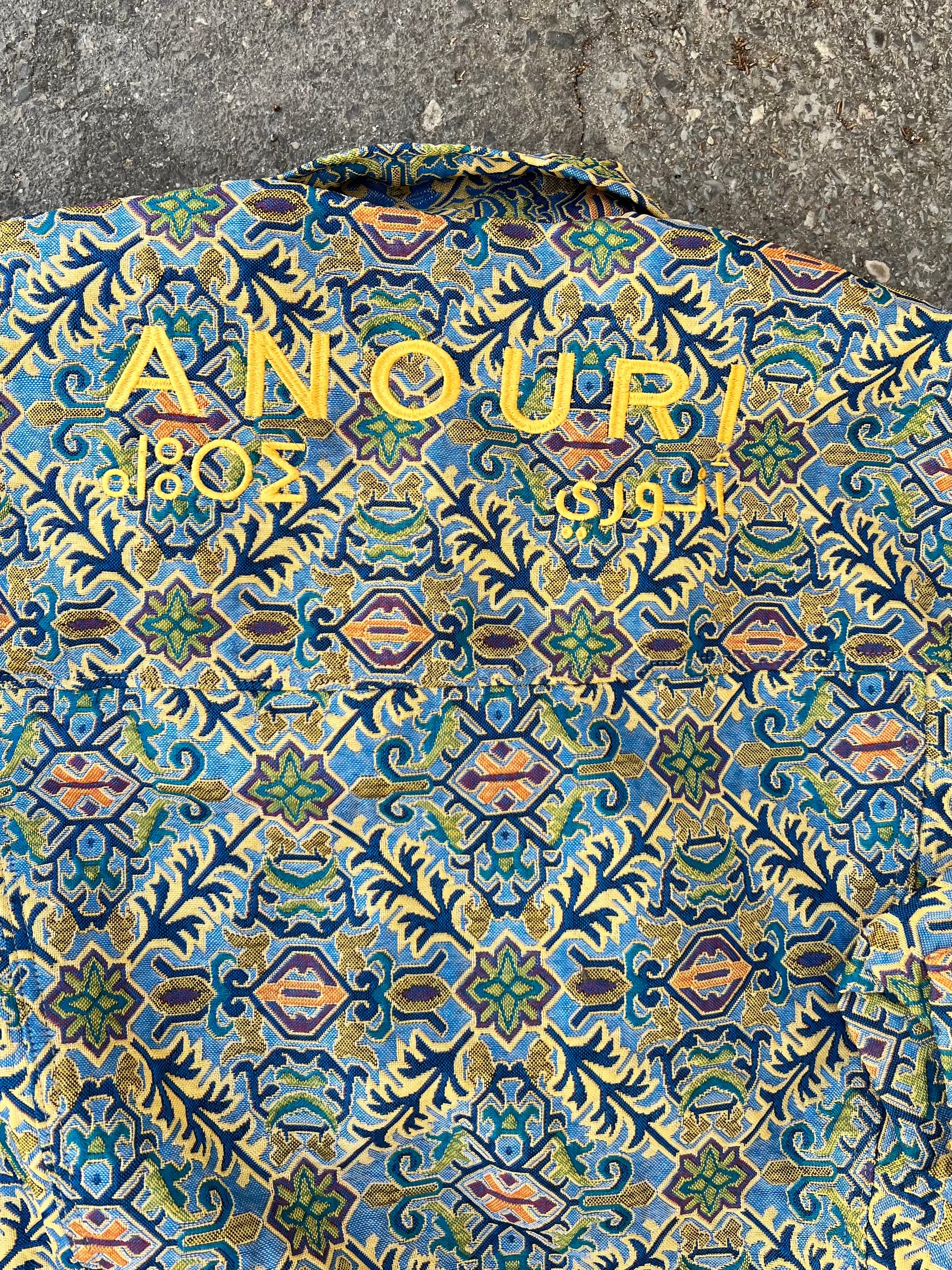 Moroccan hand made with unique colorful blue yellow color ,  carpet Jacket UNISEX